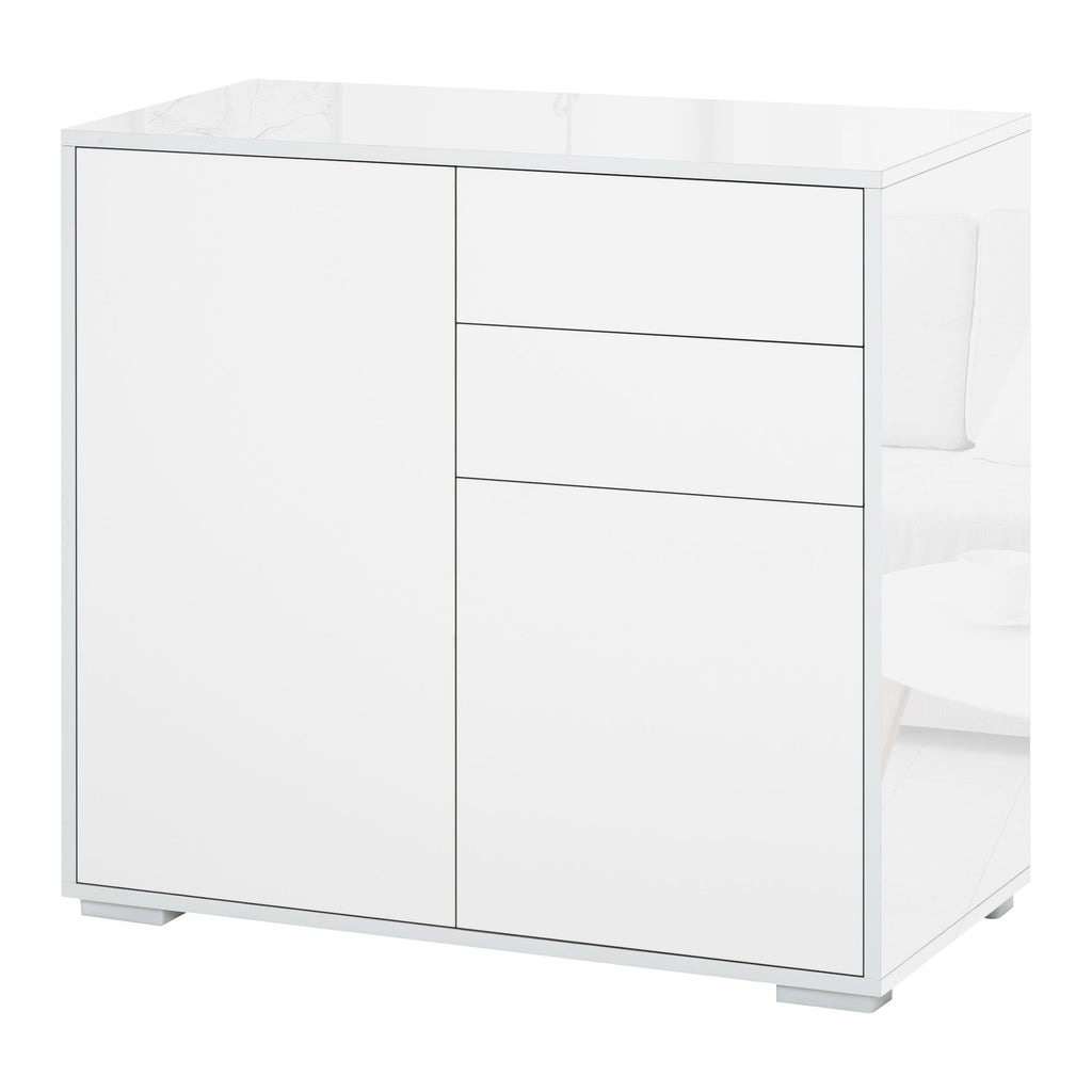 Easycomfort Mobiletto Armadietto Multiuso 2 Cassetti e 2 Armadietti, Apertura a Pressione, Mobile per Soggiorno, Cucina, Ufficio