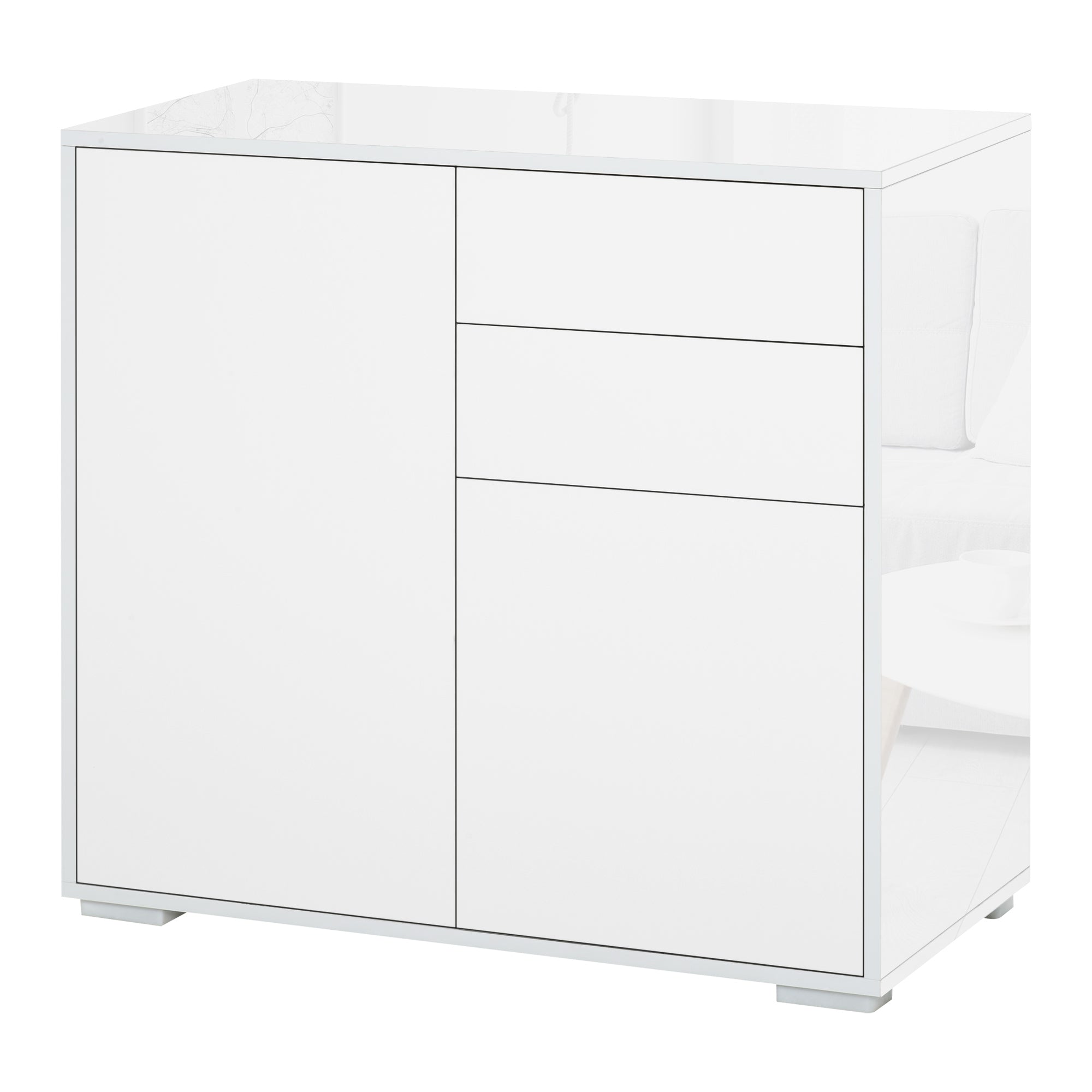 Easycomfort Mobiletto Armadietto Multiuso 2 Cassetti e 2 Armadietti, Apertura a Pressione, Mobile per Soggiorno, Cucina, Ufficio