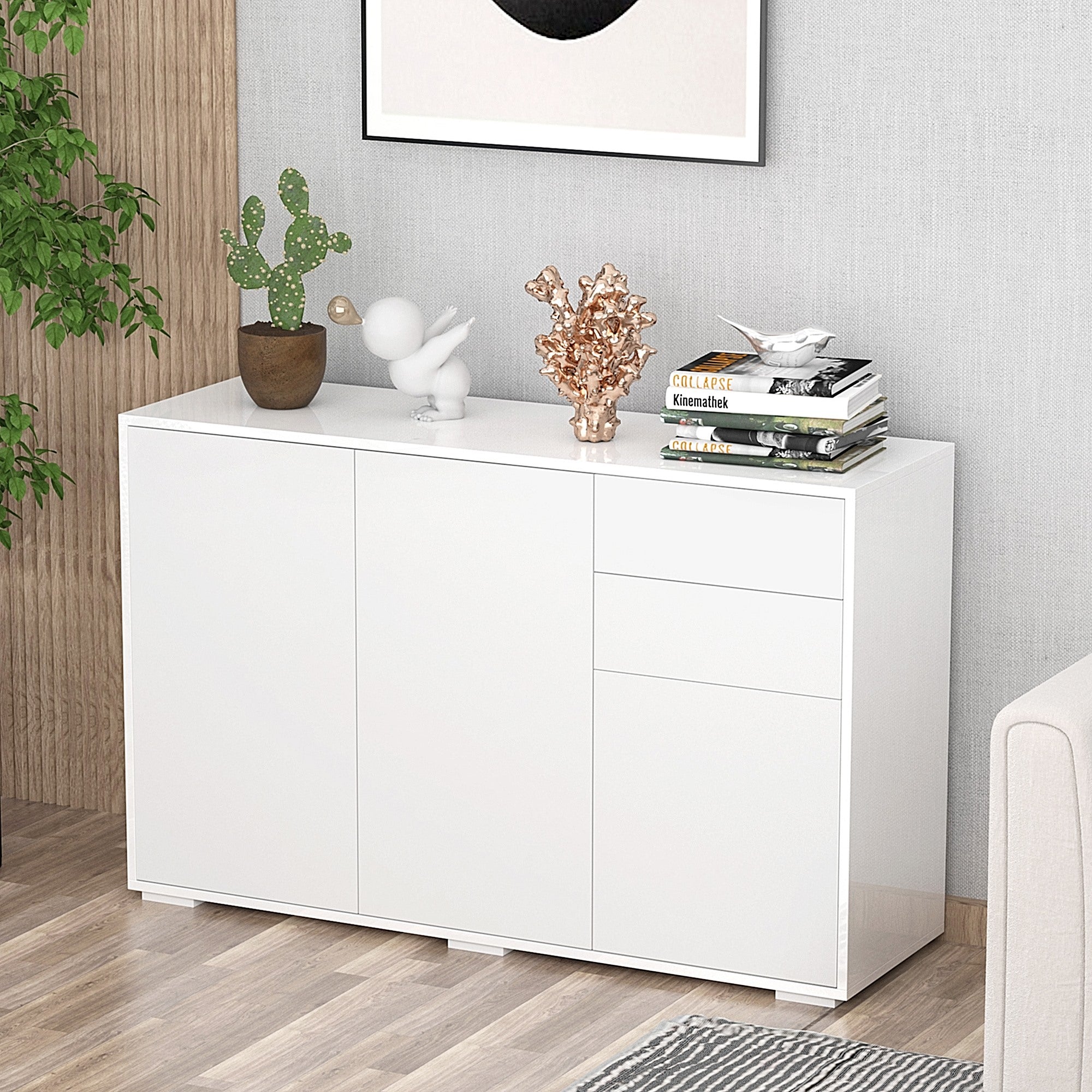 EasyComfort lage opbergkast met 2 lades en 2 kastjes 117x36x74 cm