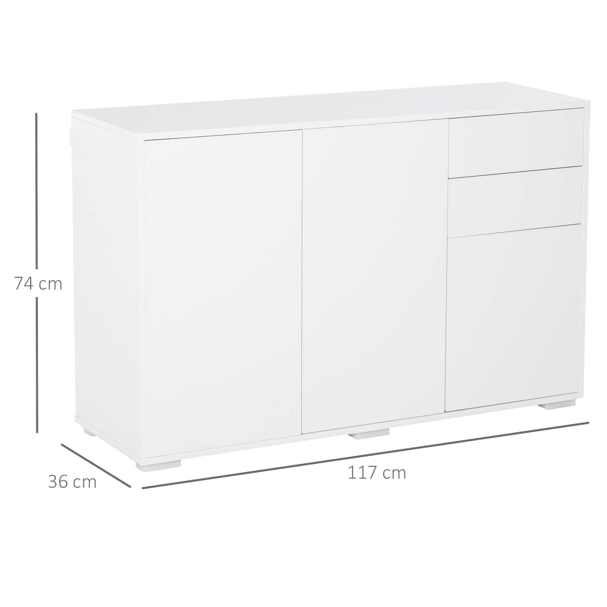 EasyComfort lage opbergkast met 2 lades en 2 kastjes 117x36x74 cm