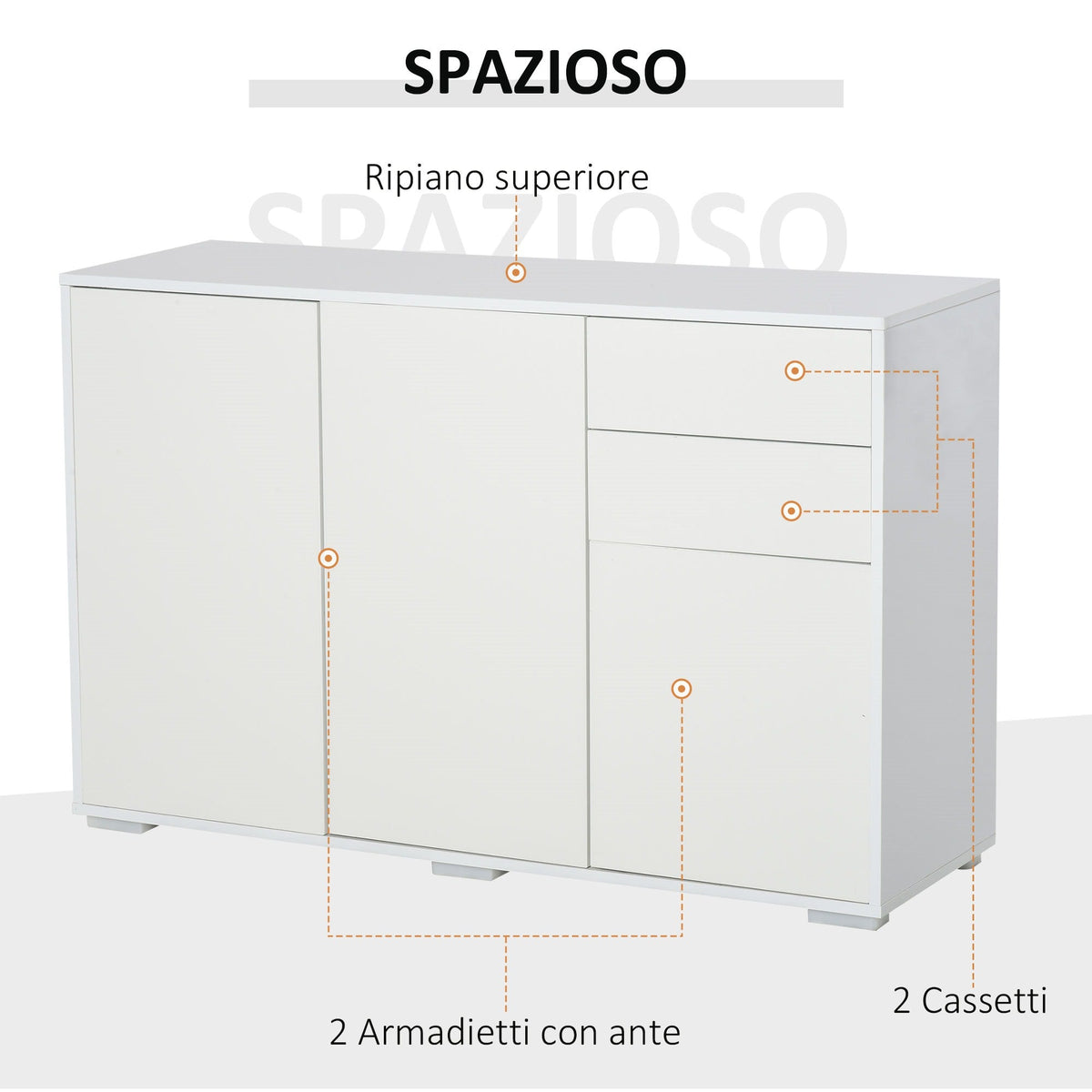 EasyComfort lage opbergkast met 2 lades en 2 kastjes 117x36x74 cm