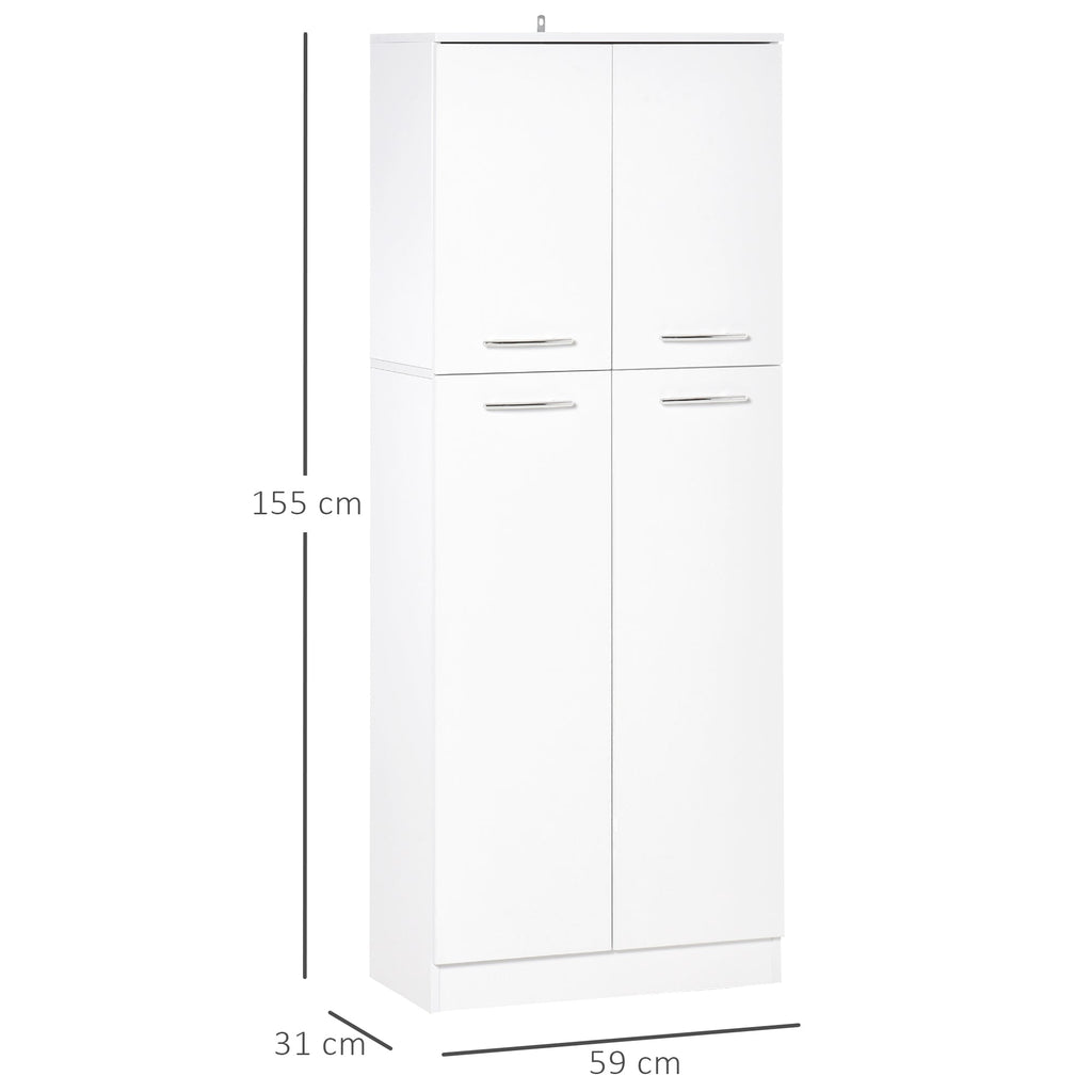 Easycomfort Mobile Dispensa Multiuso with 2 Armadietti e Mensole Regolabili, MDF, 59x31x155cm, white