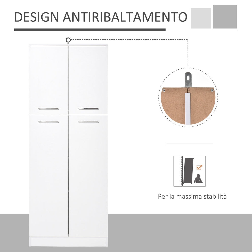 Easycomfort Mobile Dispensa Multiuso with 2 Armadietti e Mensole Regolabili, MDF, 59x31x155cm, white