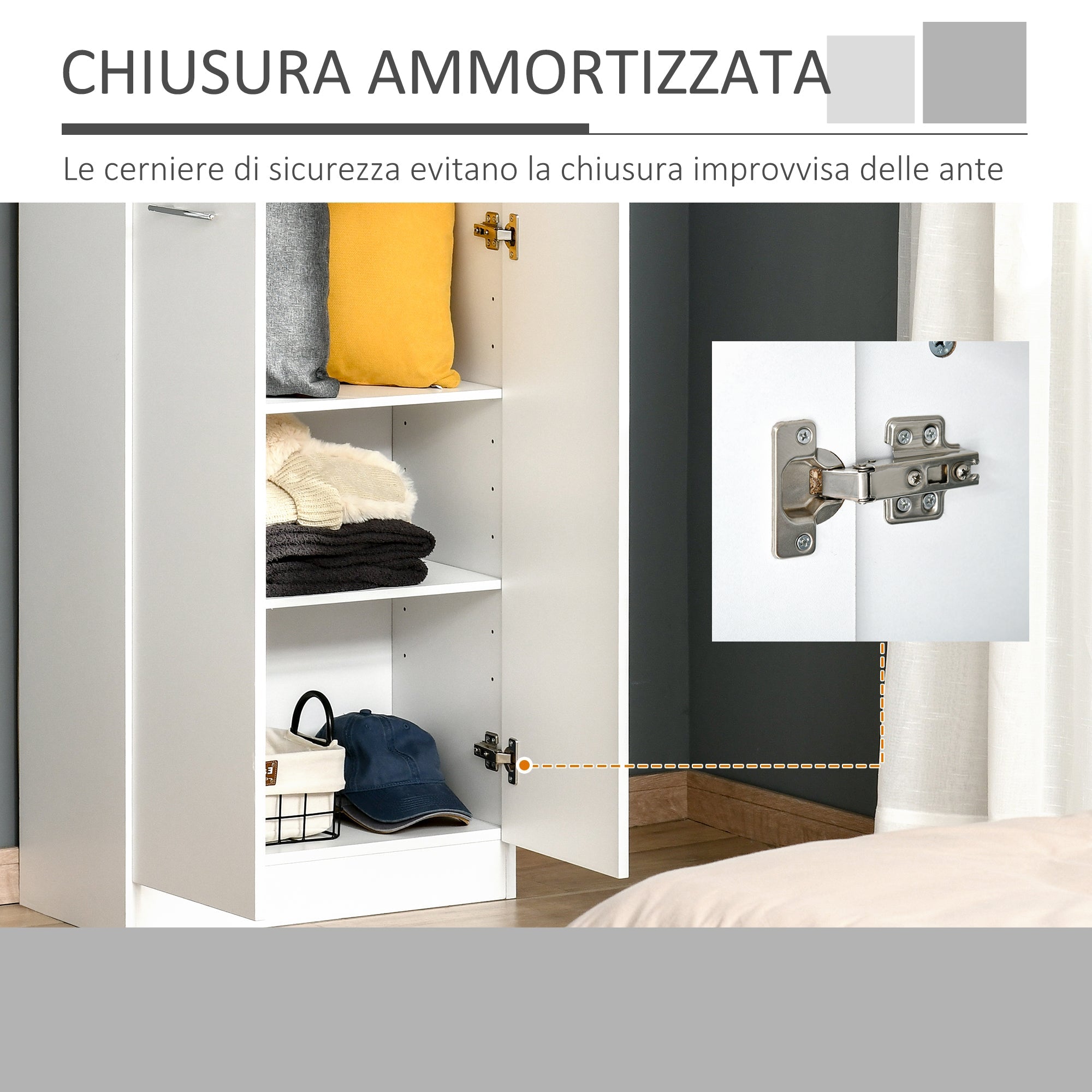 Easycomfort Mobile Dispensa Multiuso with 2 Armadietti e Mensole Regolabili, MDF, 59x31x155cm, white