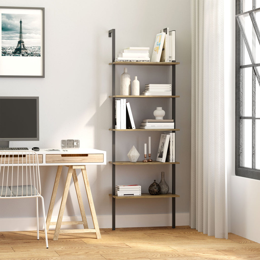 EasyComfort industriële boekenkast met 5 planken 60x30x184,5 cm bruin