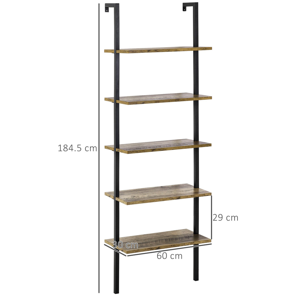 EasyComfort industriële boekenkast met 5 planken 60x30x184,5 cm bruin