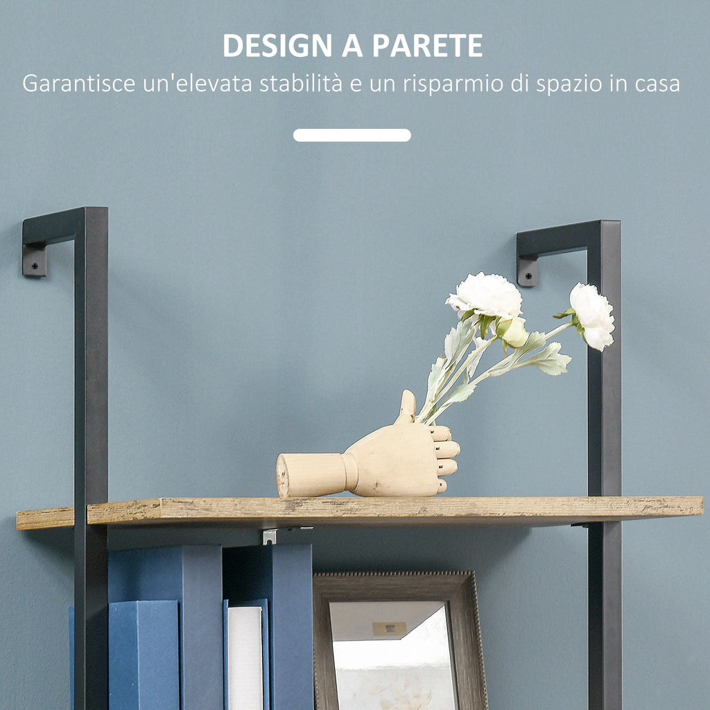 EasyComfort industriële boekenkast met 5 planken 60x30x184,5 cm bruin