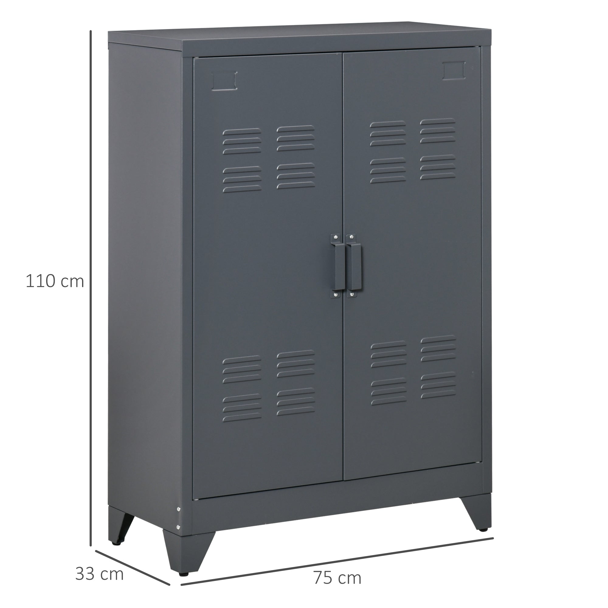 Easycomfort Mobiletto Multiuso 2 Ante Stile Industriale in Metallo per Casa e Garage, 75x33x110cm, Grigio