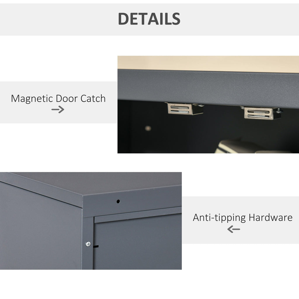 Easycomfort Mobiletto Multiuso 2 Ante Stile Industriale in Metallo per Casa e Garage, 75x33x110cm, Grigio