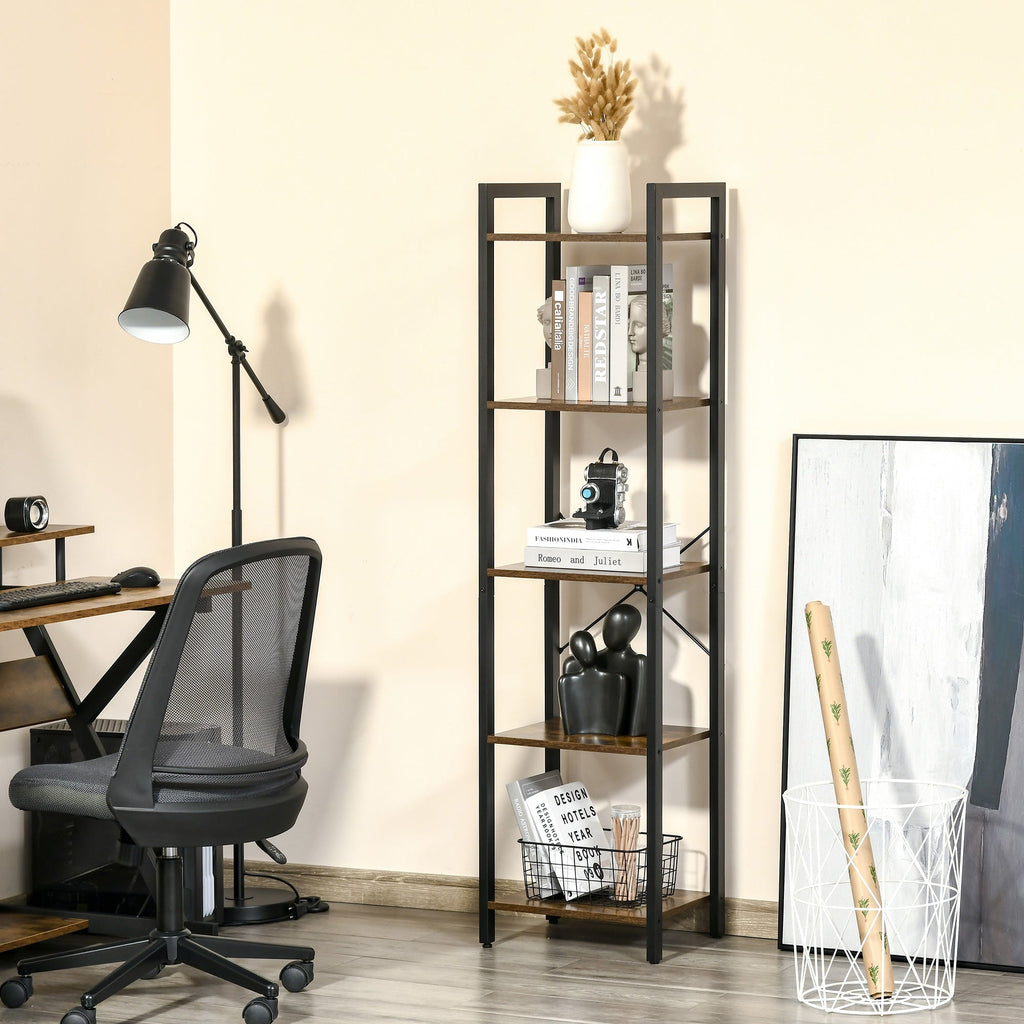 EasyComfort boekenkast industrieel 5 schappen 40x30x154 cm bruin rustiek