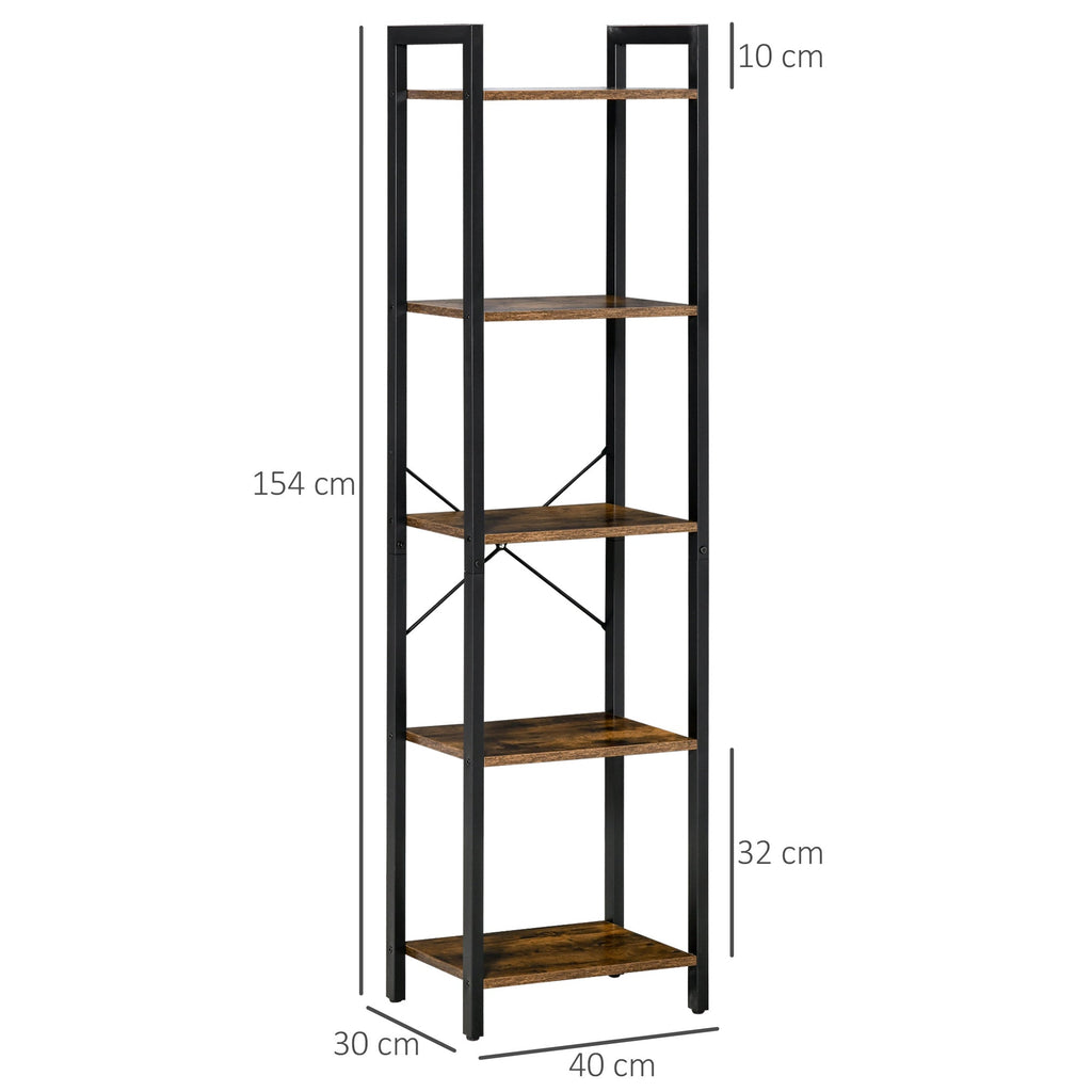 EasyComfort boekenkast industrieel 5 schappen 40x30x154 cm bruin rustiek