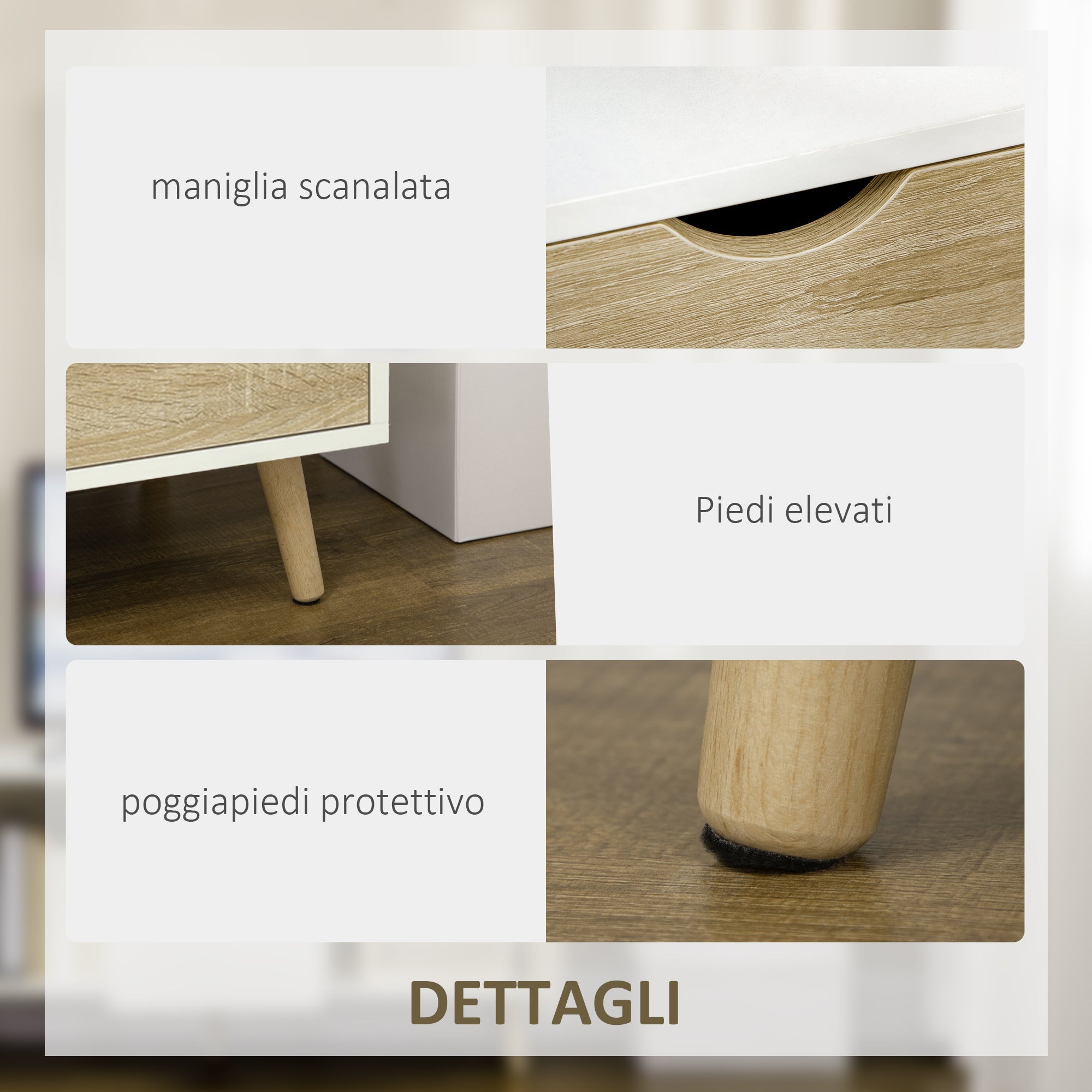 EasyComfort tv-meubel 110x40x50 cm, wit/houtkleur, tot 50 inch