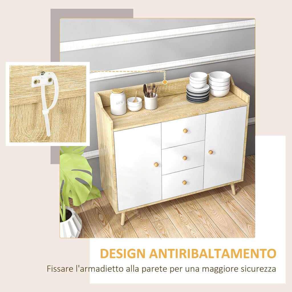 EasyComfort modern dressoir 90x32x80 cm - 3 lades, 2 deuren