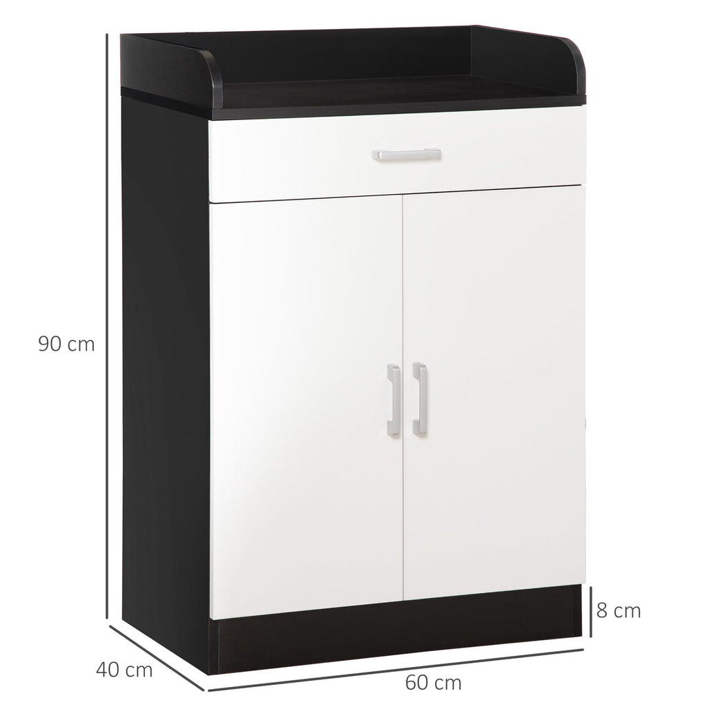 EasyComfort opbergkast met lade 60x40x90 cm - wit/zwart (MDF)