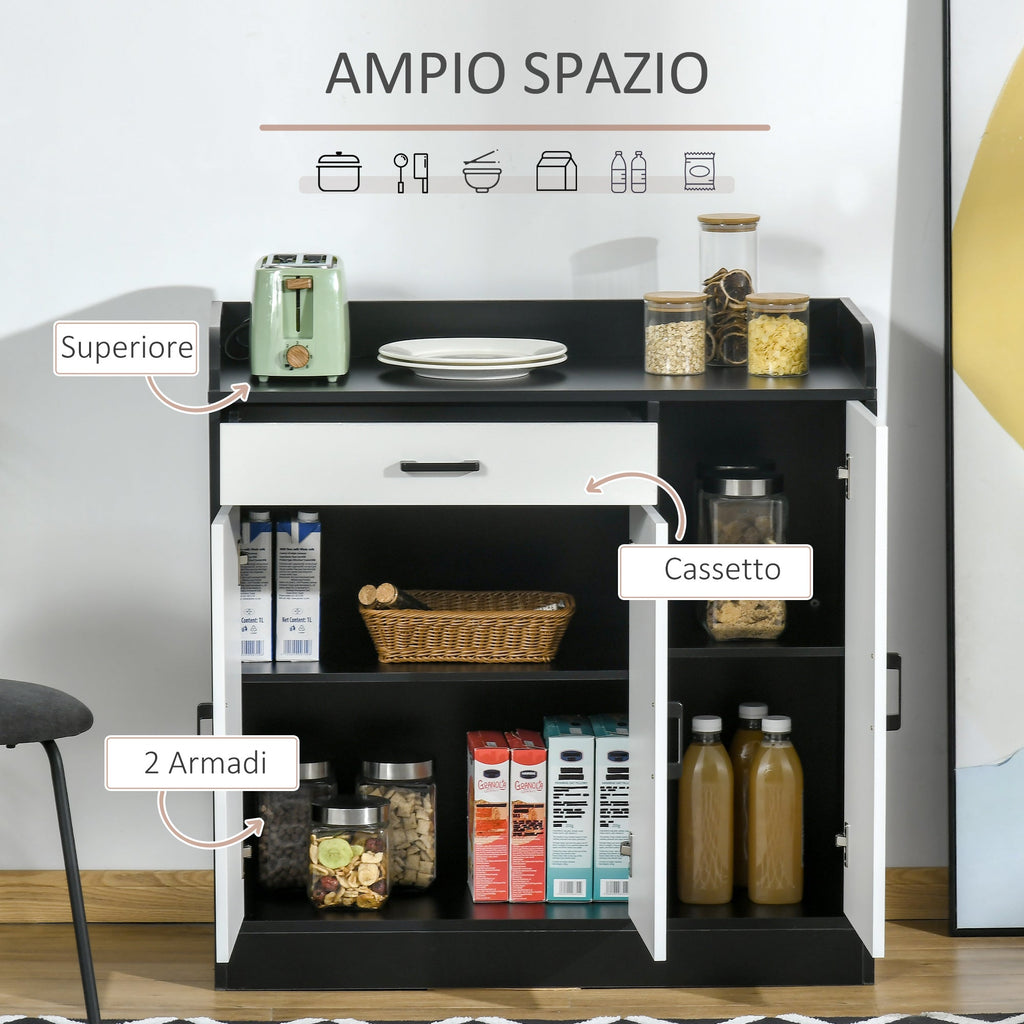 Easycomfort Mobiletto da Cucina Moderno in MDF with 2 Armadietti, 1 Cassetto e Ripiani Regolabili, 90x40x90 cm