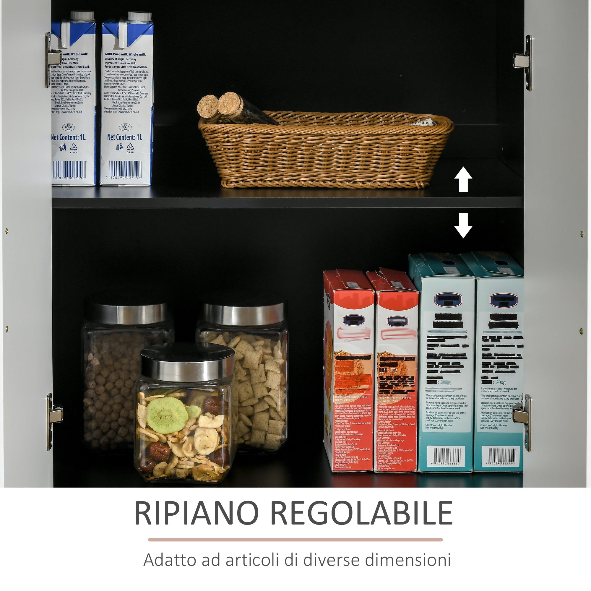 Easycomfort Mobiletto da Cucina Moderno in MDF with 2 Armadietti, 1 Cassetto e Ripiani Regolabili, 90x40x90 cm