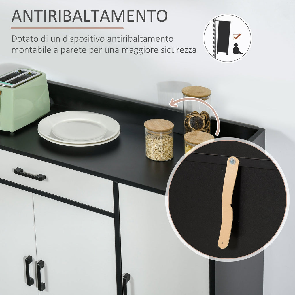 Easycomfort Mobiletto da Cucina Moderno in MDF with 2 Armadietti, 1 Cassetto e Ripiani Regolabili, 90x40x90 cm
