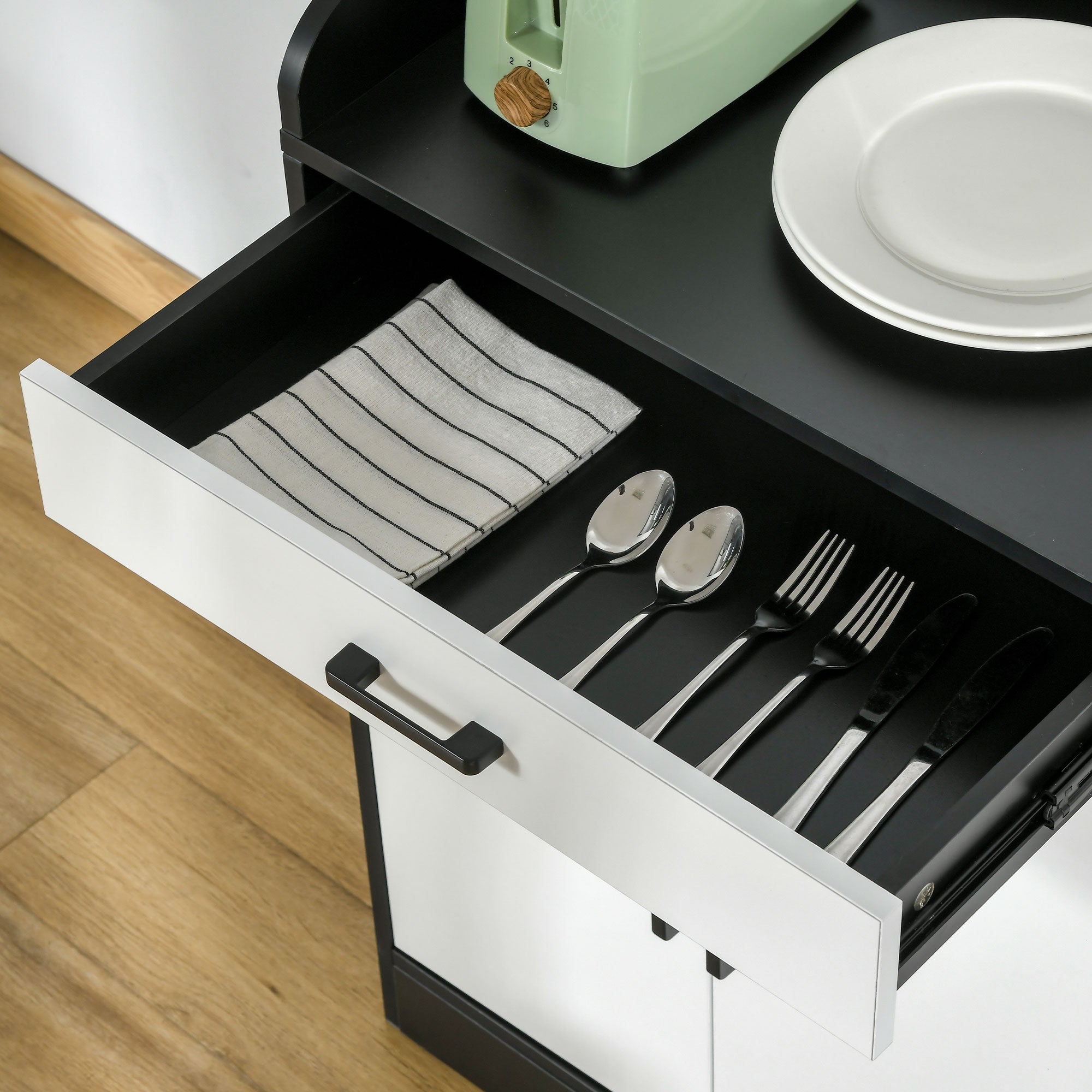Easycomfort Mobiletto da Cucina Moderno in MDF with 2 Armadietti, 1 Cassetto e Ripiani Regolabili, 90x40x90 cm