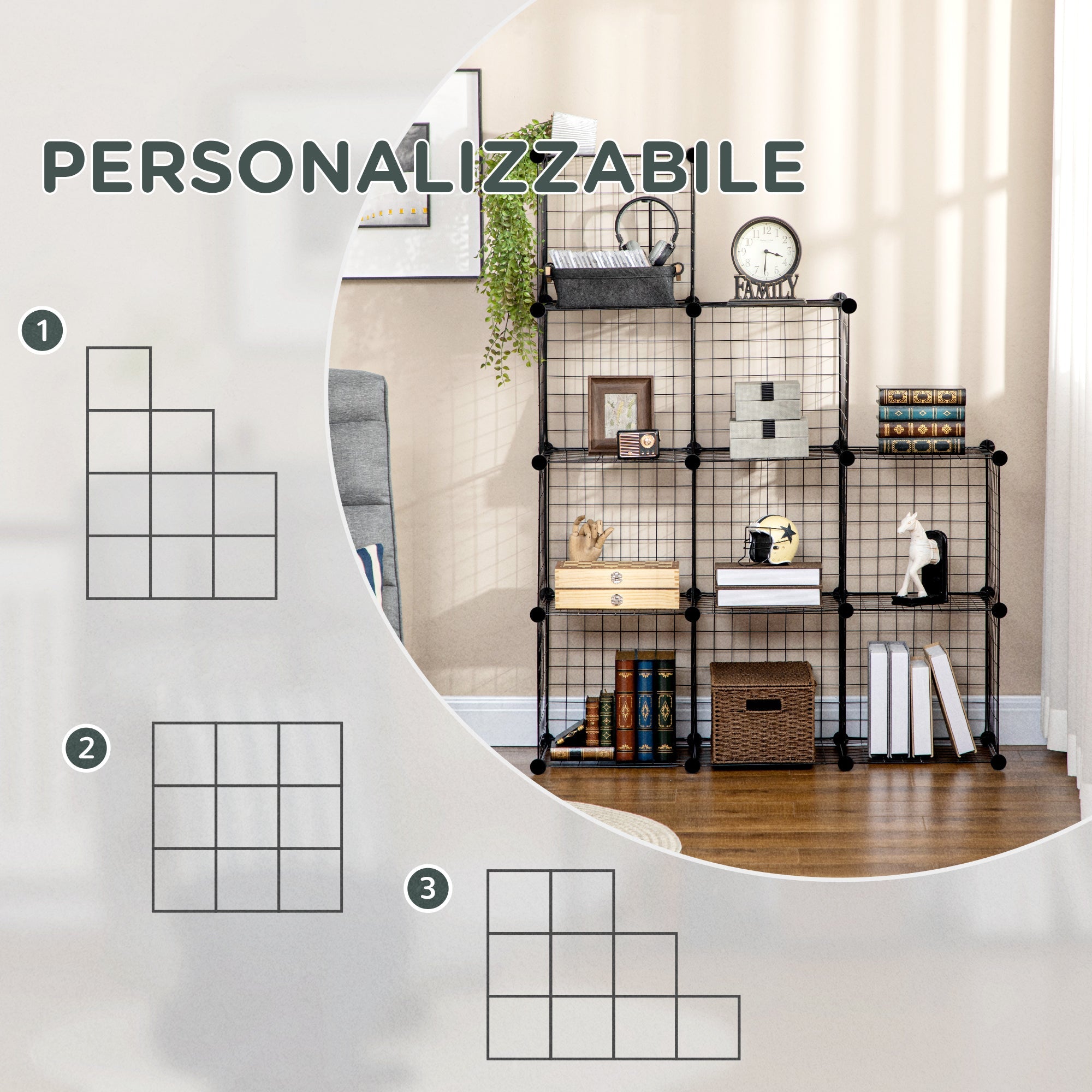EasyComfort Mobile Libreria Salvaspazio 9-cubus opbergmeubel 35x35x35 cm