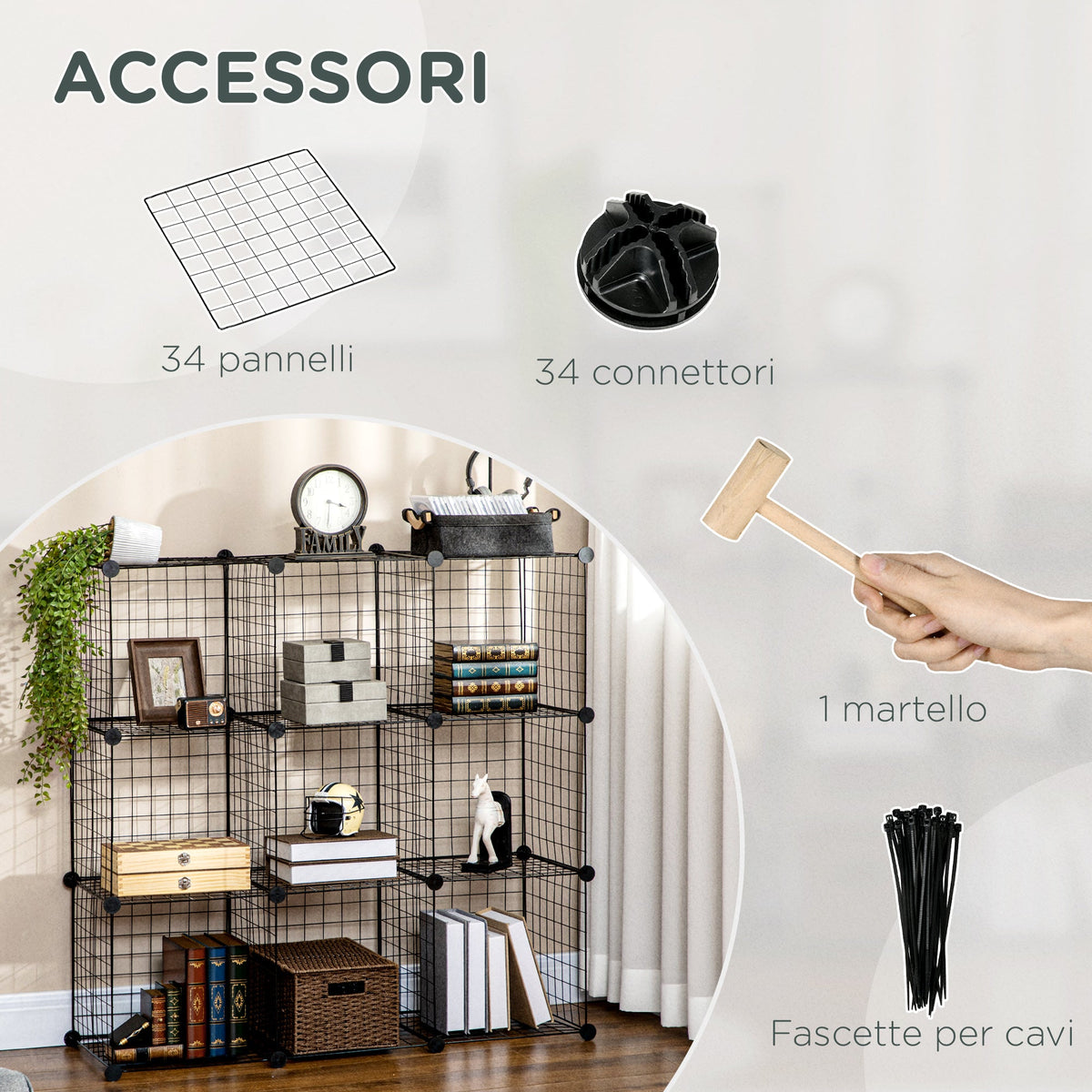 EasyComfort Mobile Libreria Salvaspazio 9-cubus opbergmeubel 35x35x35 cm