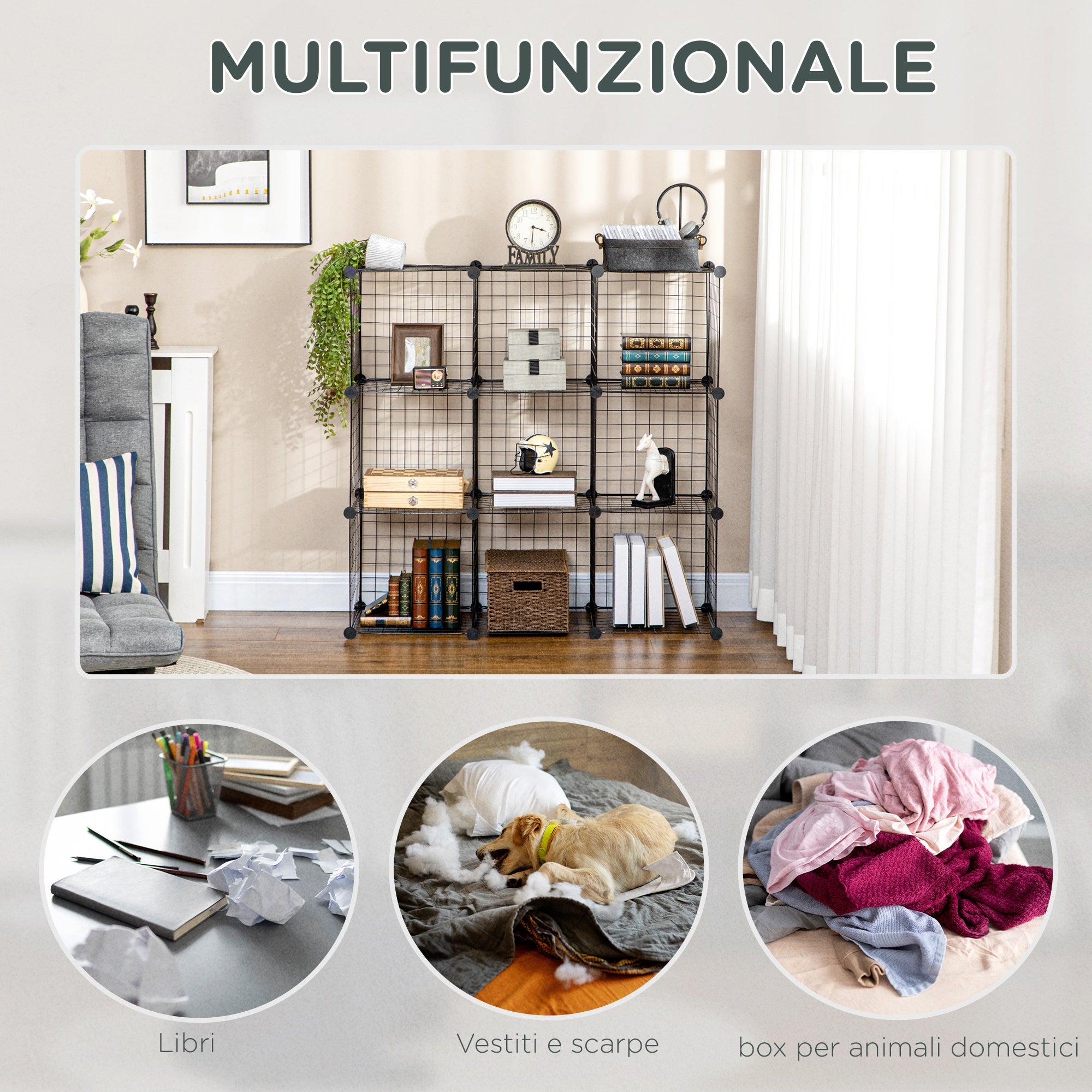 EasyComfort Mobile Libreria Salvaspazio 9-cubus opbergmeubel 35x35x35 cm