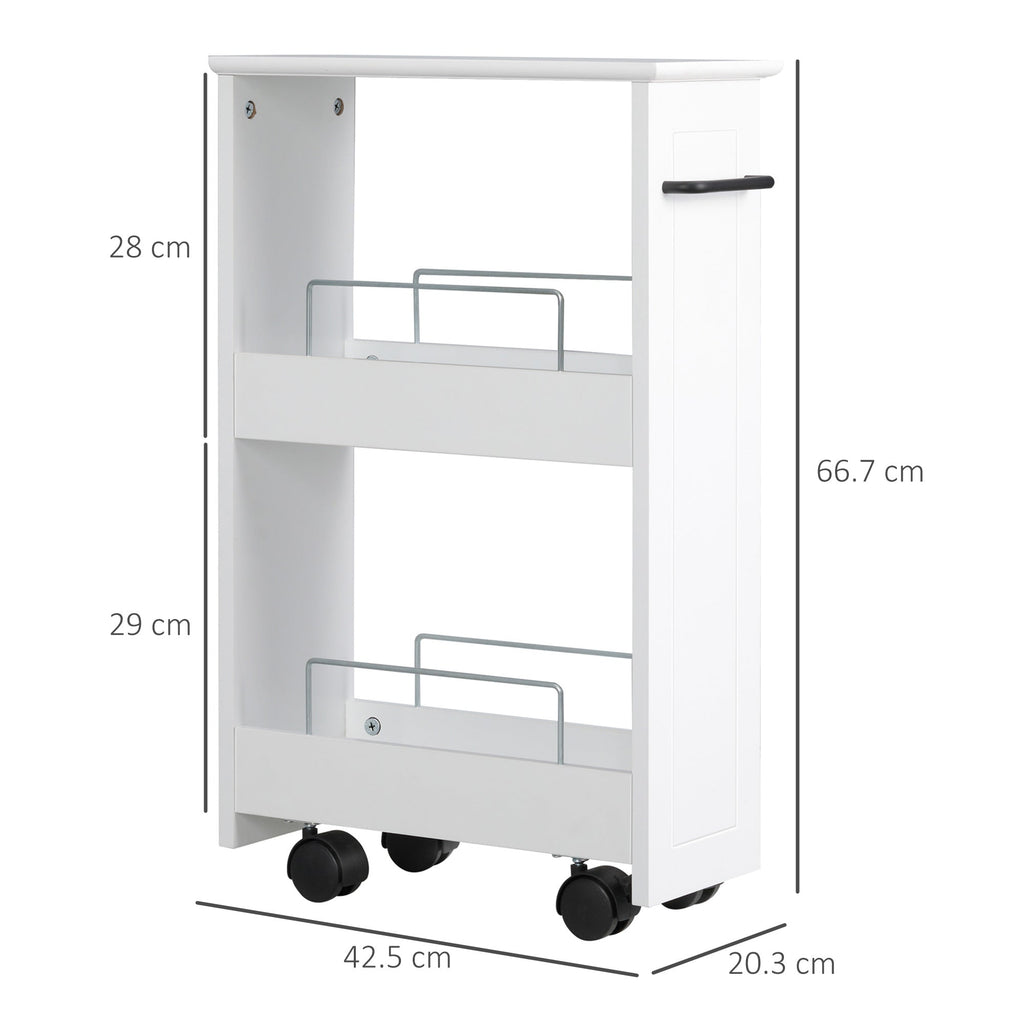 Easycomfort Carrello Salvaspazio Multiuso in Legno MDF e Ruote, 42.5x20.3x66.7cm, white