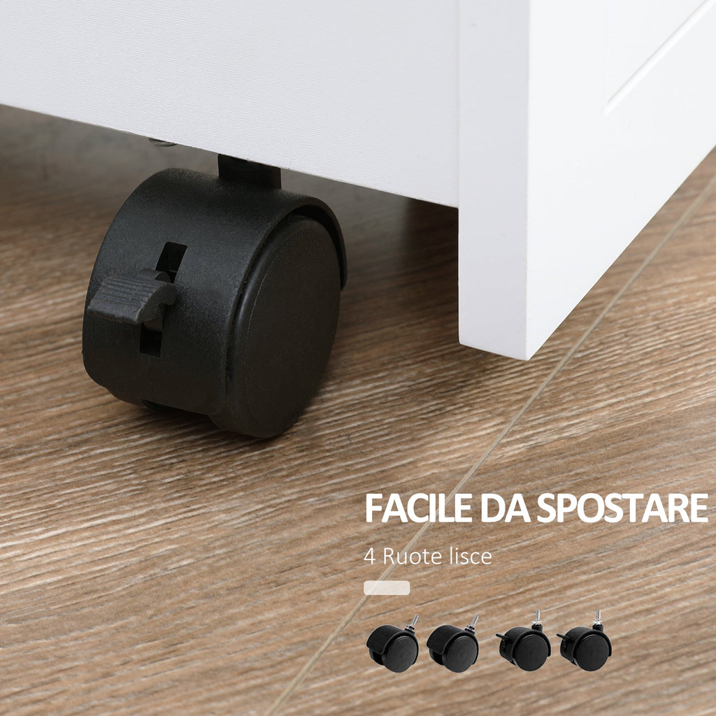 Easycomfort Carrello Salvaspazio Multiuso in Legno MDF e Ruote, 42.5x20.3x66.7cm, white