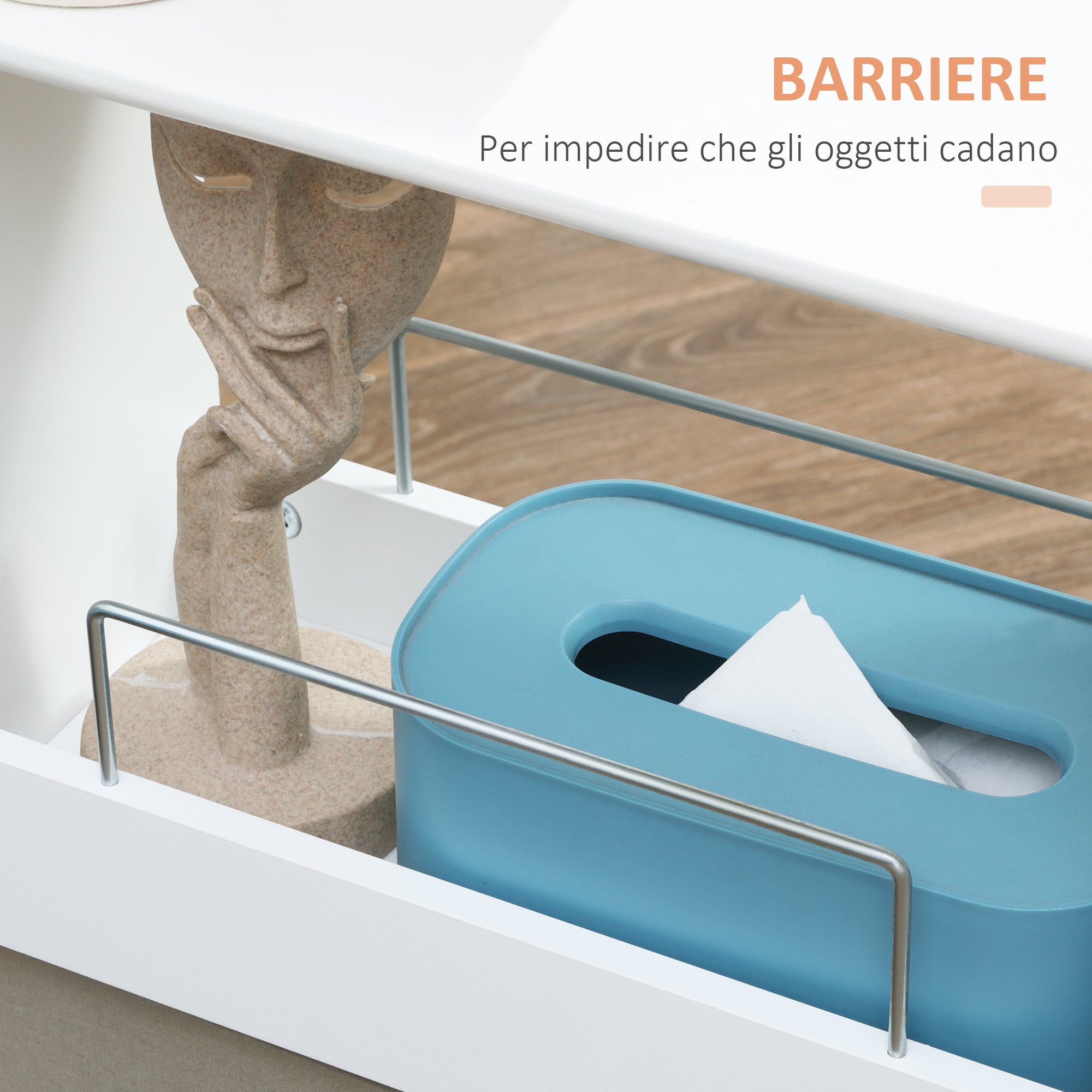 Easycomfort Carrello Salvaspazio Multiuso in Legno MDF e Ruote, 42.5x20.3x66.7cm, white