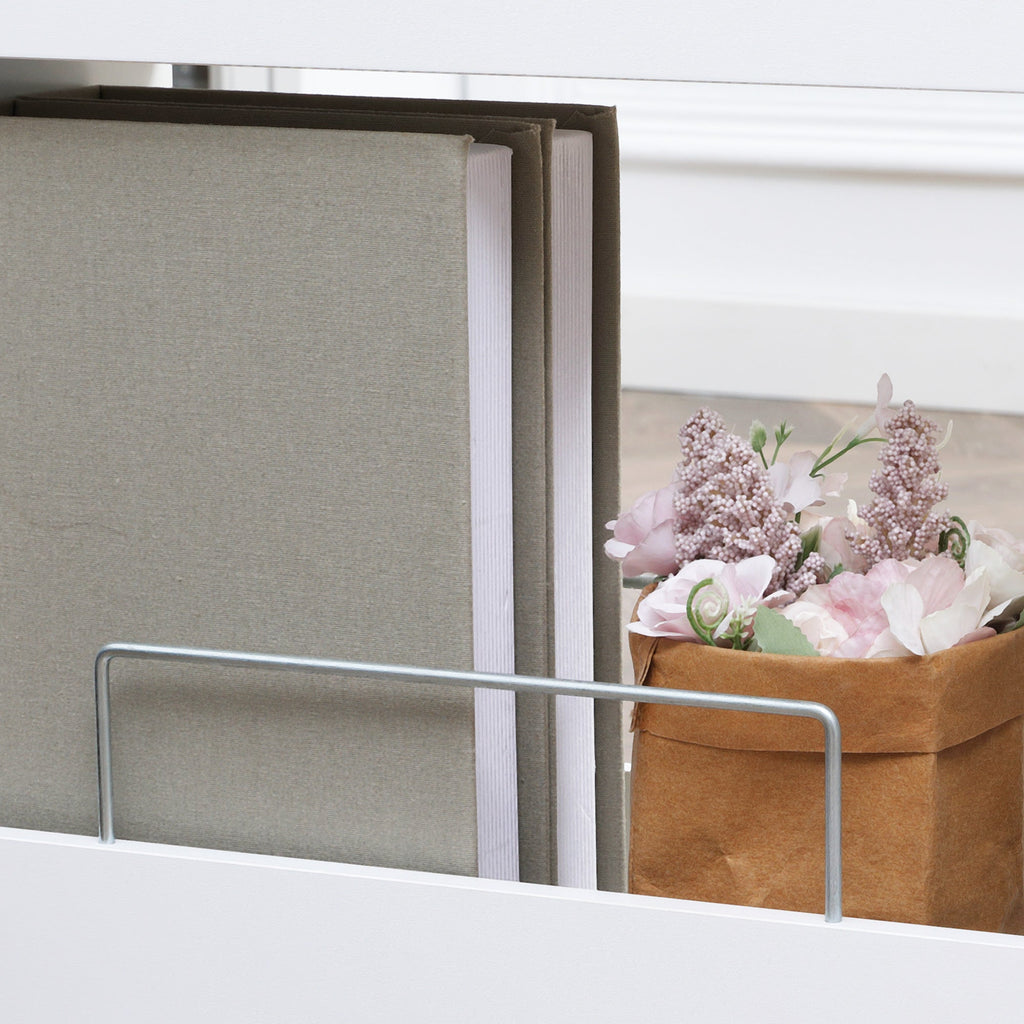 Easycomfort Carrello Salvaspazio Multiuso in Legno MDF e Ruote, 42.5x20.3x66.7cm, white