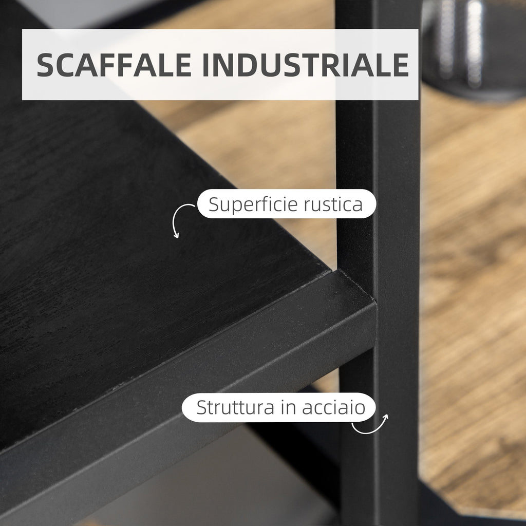 Easycomfort Mobile Libreria a 7 Livelli in Truciolato e Acciaio per Soggiorno, Camera da Letto e Ufficio, 83x34x180 cm, black