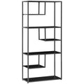 Easycomfort Mobile Libreria a 7 Livelli in Truciolato e Acciaio per Soggiorno, Camera da Letto e Ufficio, 83x34x180 cm, black