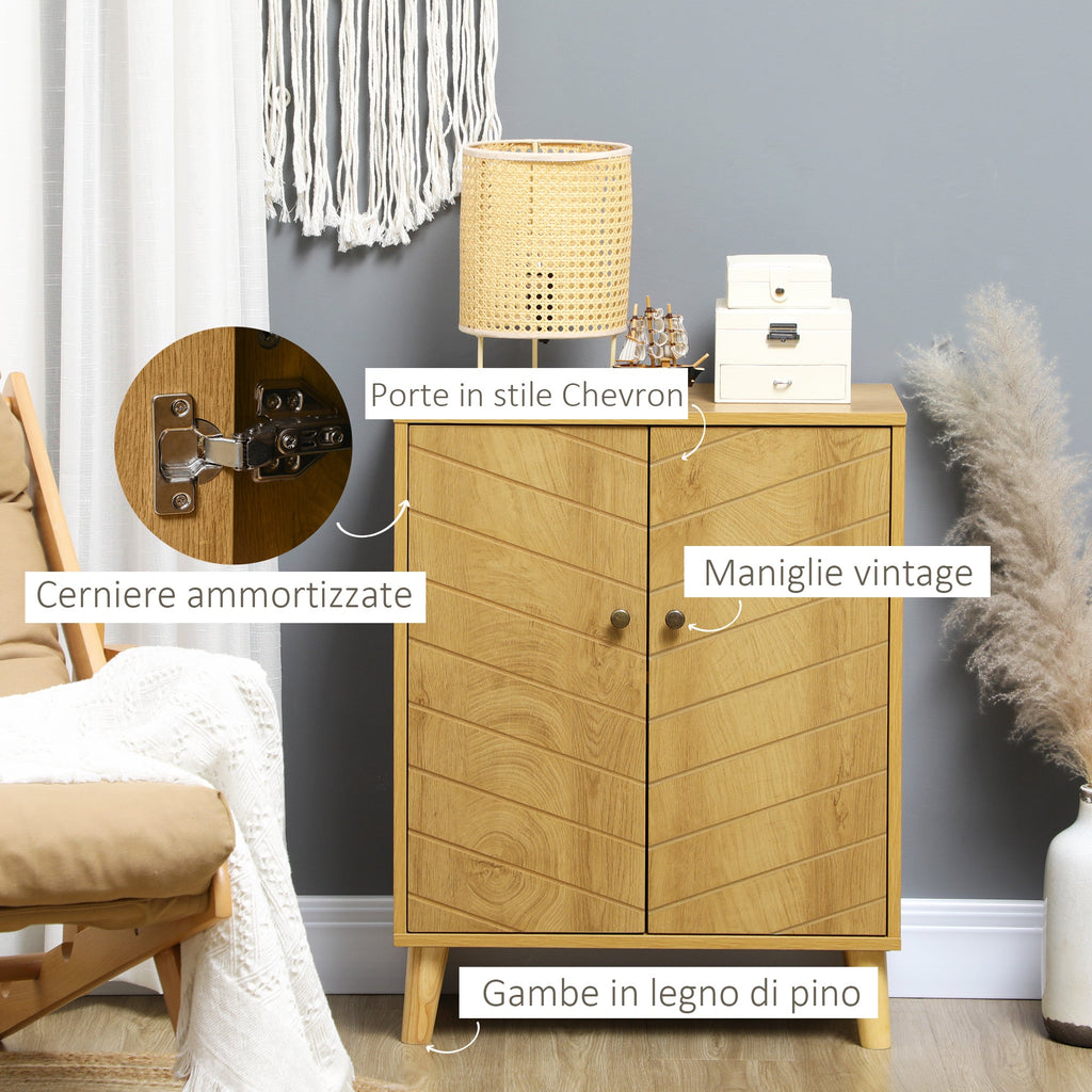 EasyComfort vintage kast met 2 leLPGanken 60x30x76 cm