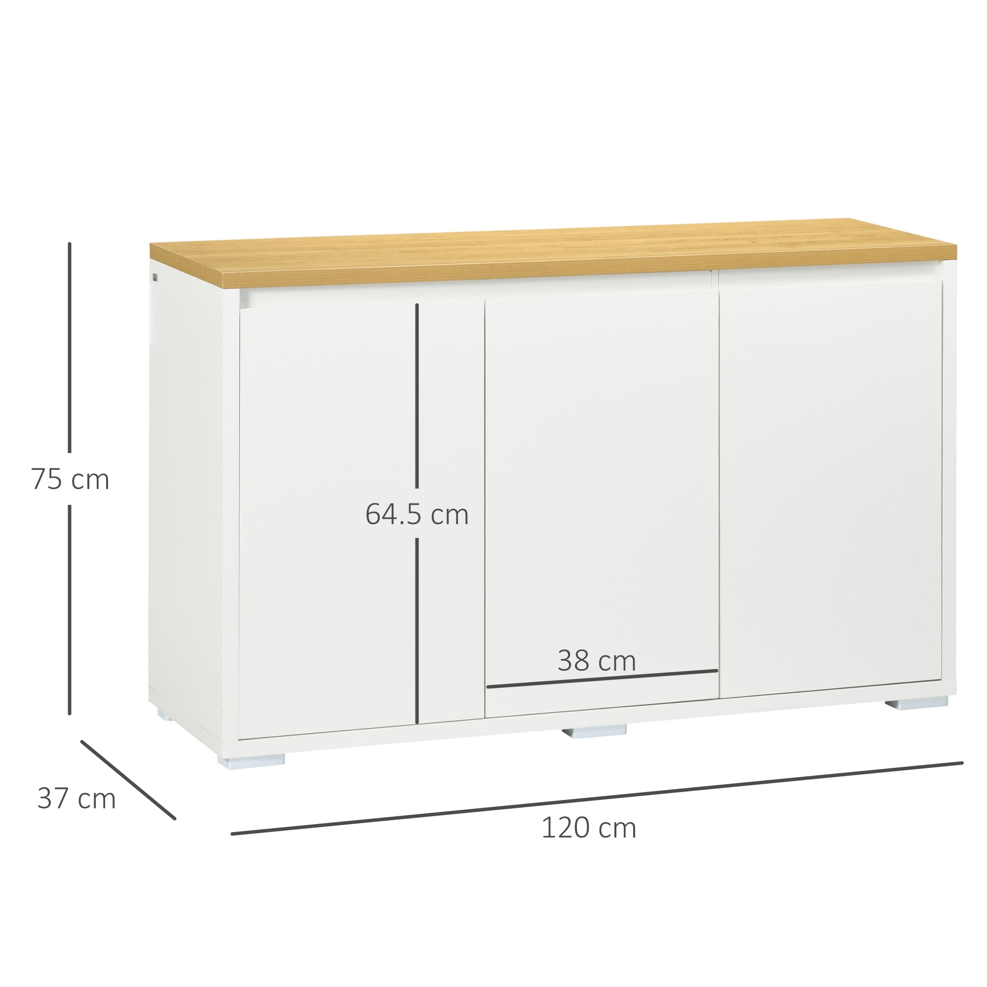EasyComfort Mobile Multiuso multifunctionele kast 120x37x75 cm wit/naturel
