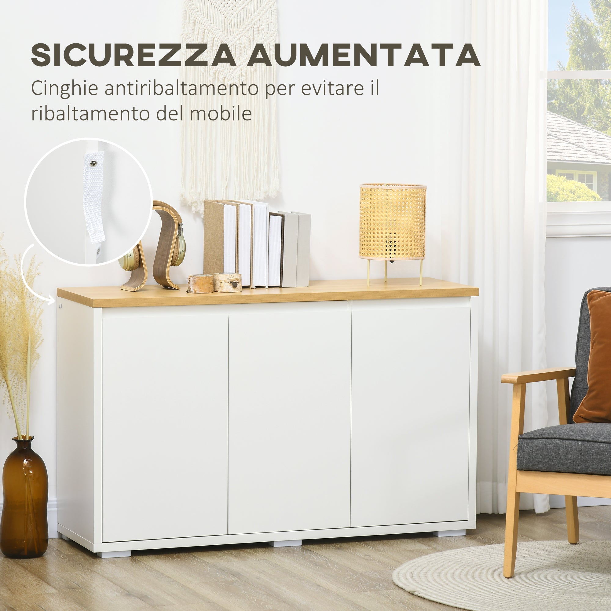 EasyComfort Mobile Multiuso multifunctionele kast 120x37x75 cm wit/naturel