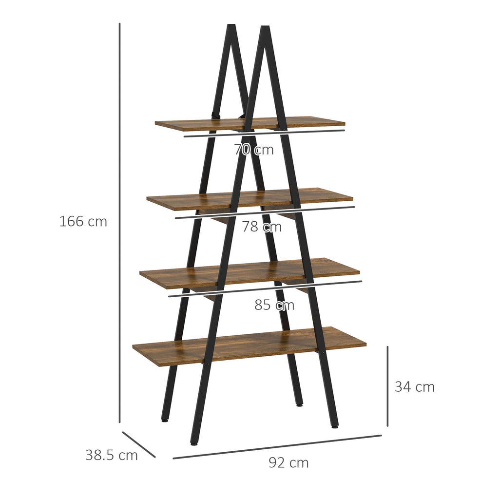 EasyComfort boekenkast 4 niveaus A-vormig stalen frame