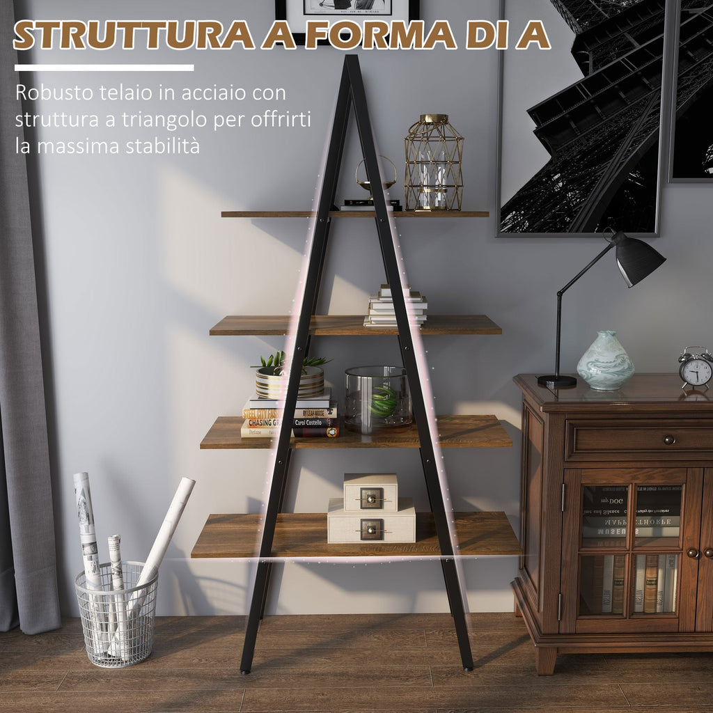 EasyComfort boekenkast 4 niveaus A-vormig stalen frame