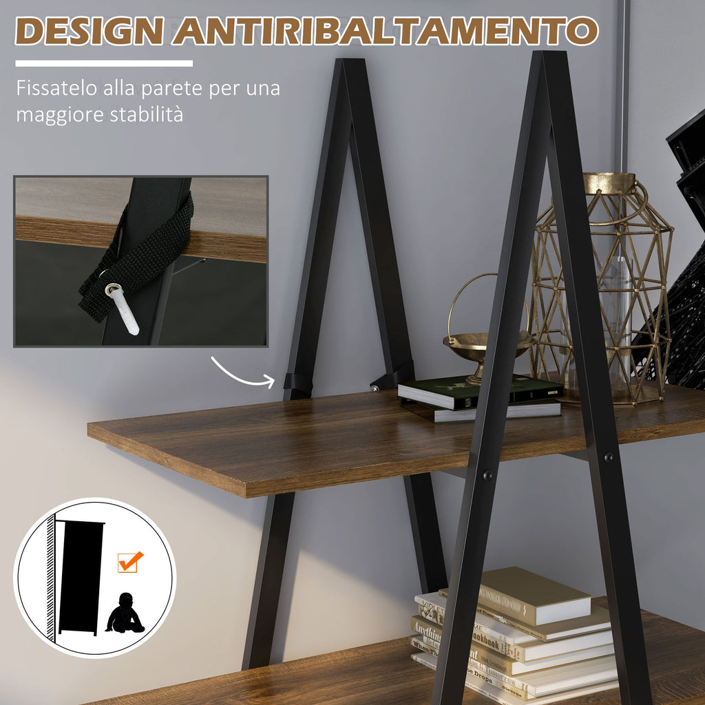 EasyComfort boekenkast 4 niveaus A-vormig stalen frame