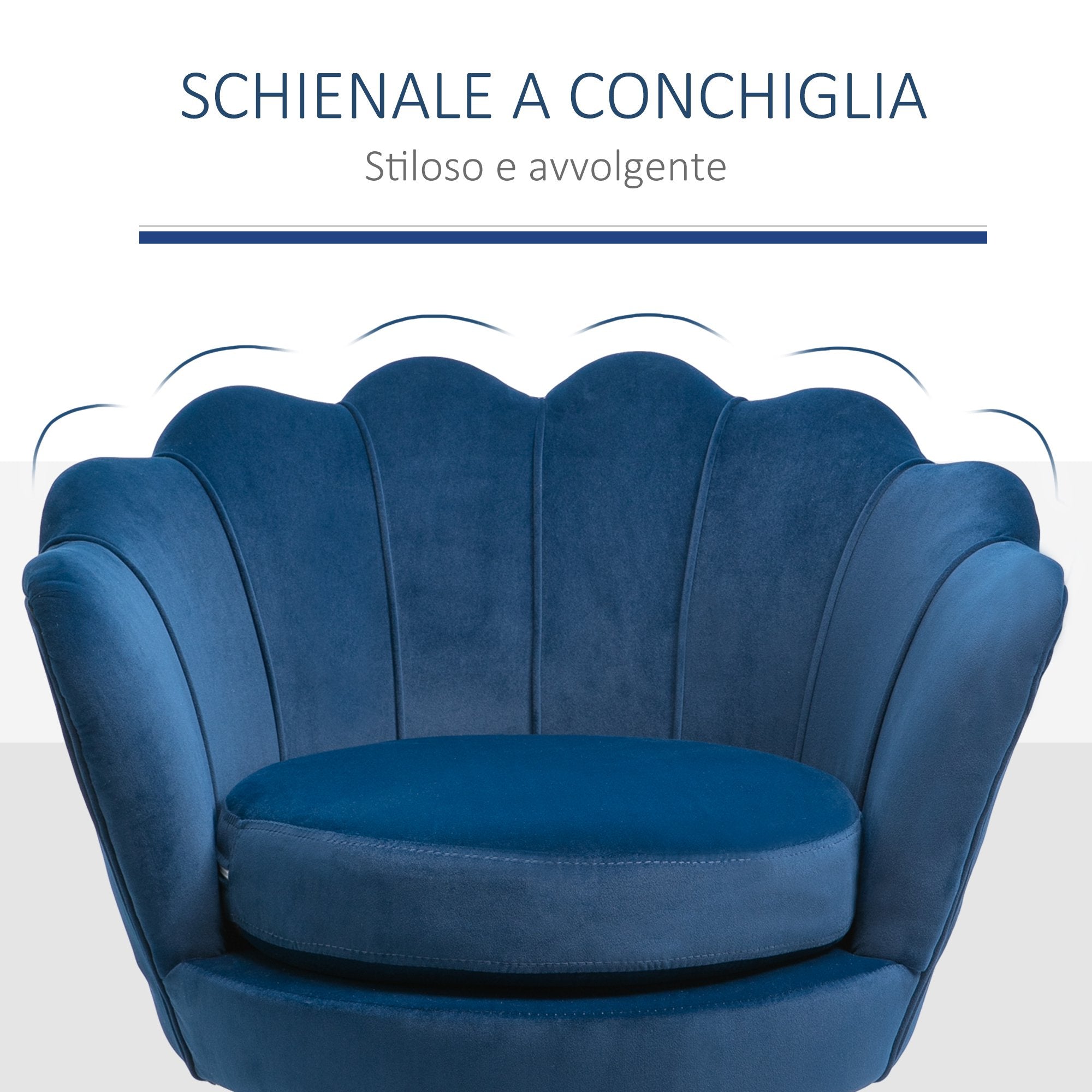 EasyComfort Vintage fauteuil velours blauw 76x67x74 cm