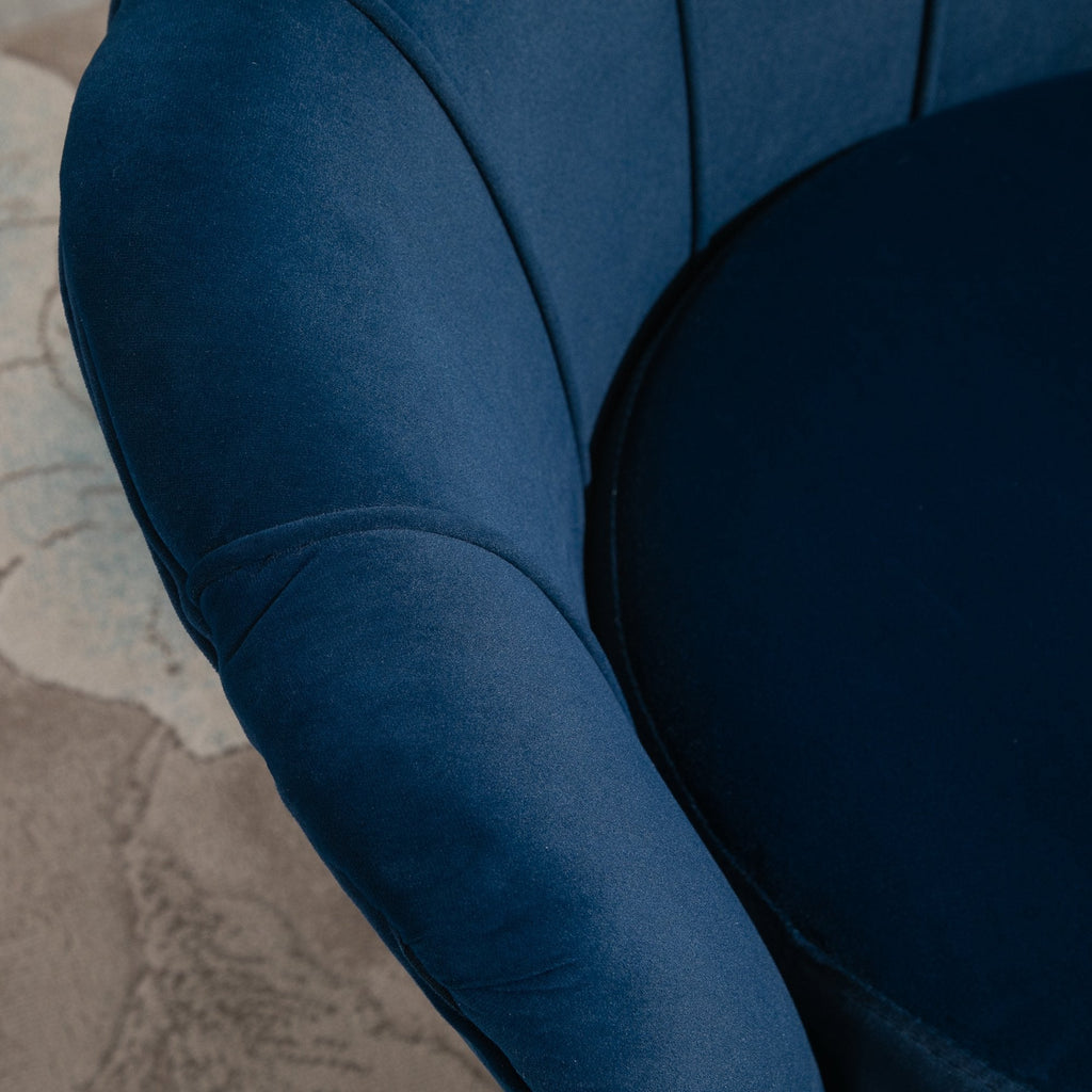 EasyComfort Vintage fauteuil velours blauw 76x67x74 cm
