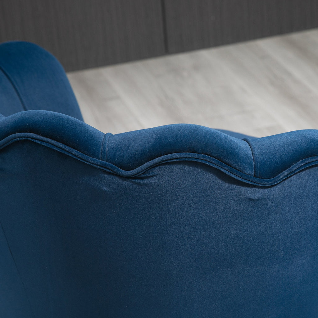 EasyComfort Vintage fauteuil velours blauw 76x67x74 cm
