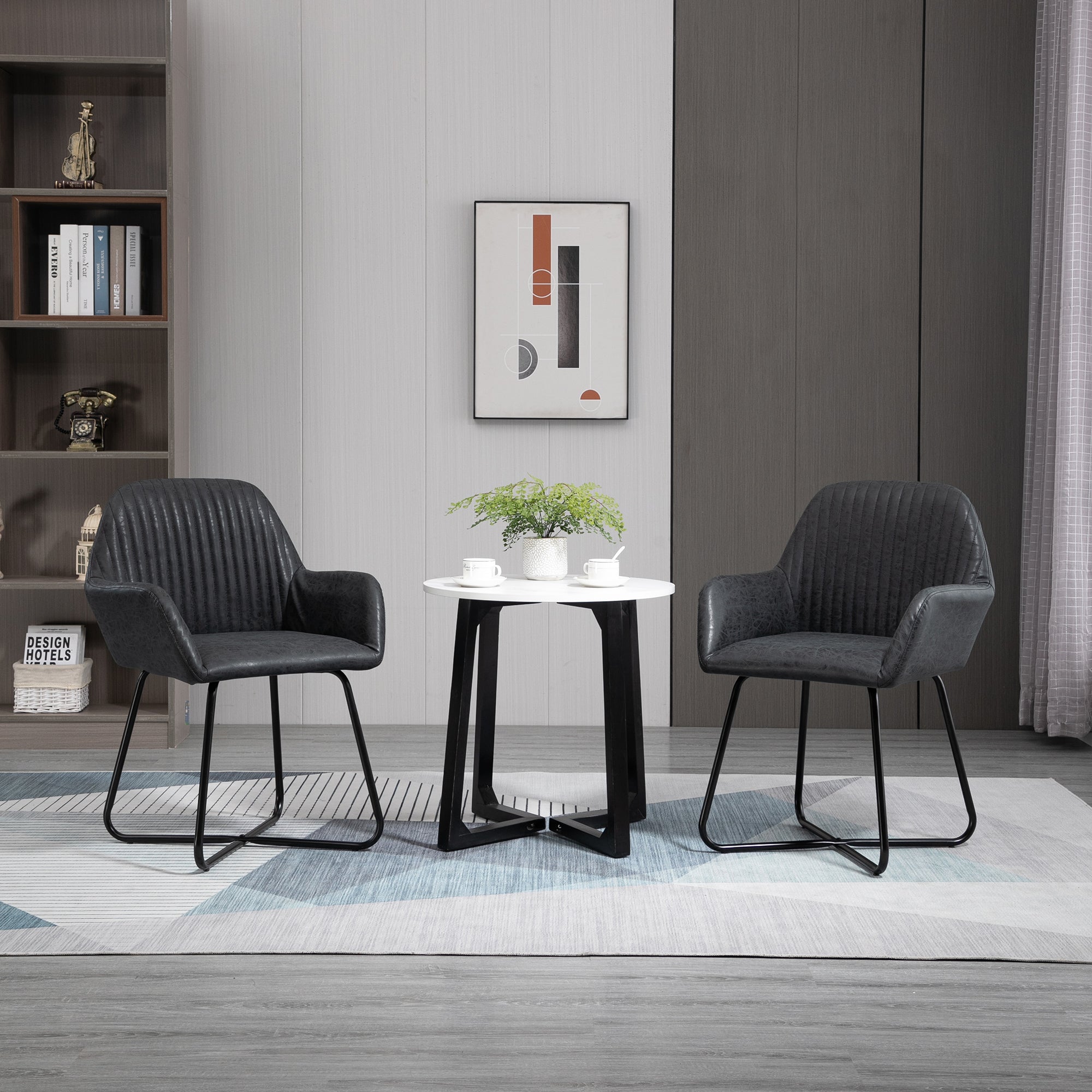 Easycomfort Set 2 Sedie Moderne per Sala da Pranzo, Cucina o Soggiorno, Sedie Imbottite in Similpelle Marrone 60x56.5x85cm