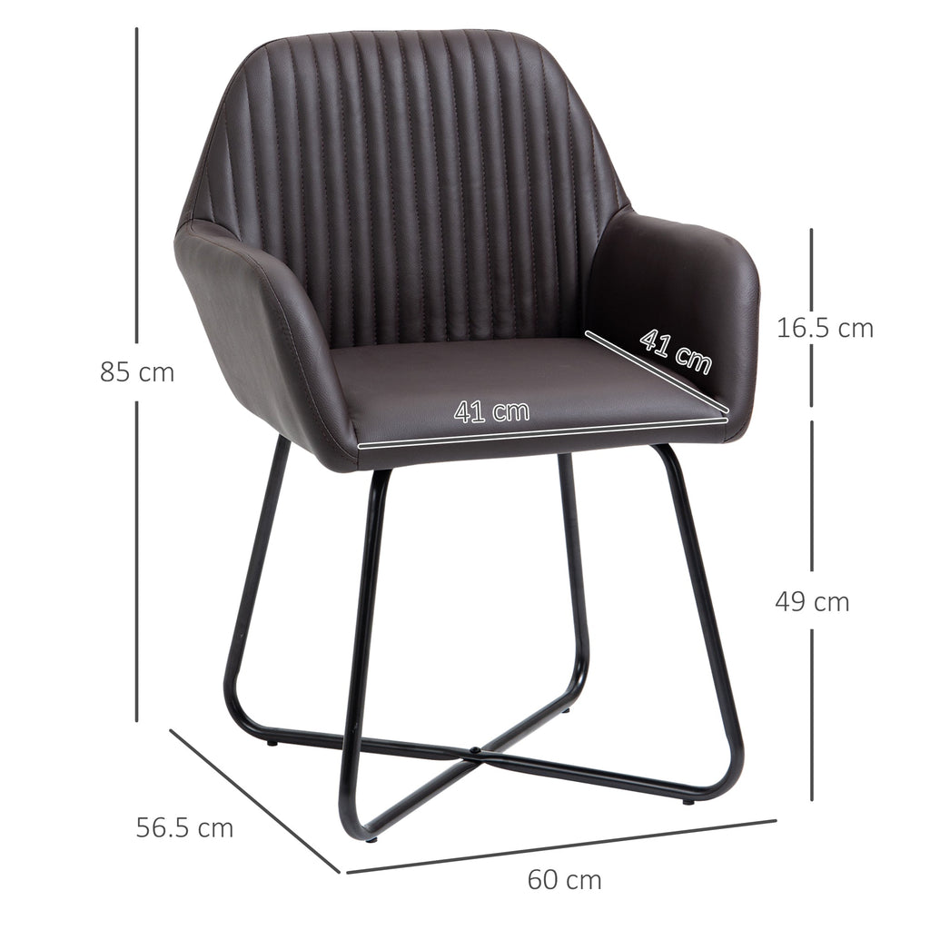Easycomfort Set 2 Sedie Moderne per Sala da Pranzo, Cucina o Soggiorno, Sedie Imbottite in Similpelle Marrone 60x56.5x85cm