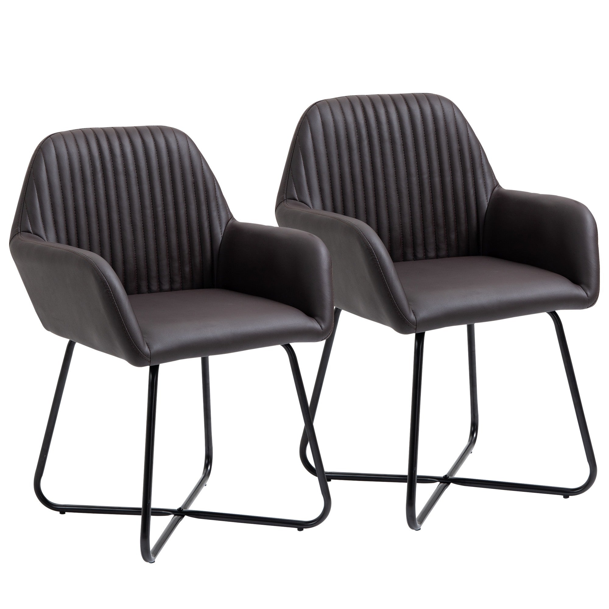 Easycomfort Set 2 Sedie Moderne per Sala da Pranzo, Cucina o Soggiorno, Sedie Imbottite in Similpelle Marrone 60x56.5x85cm