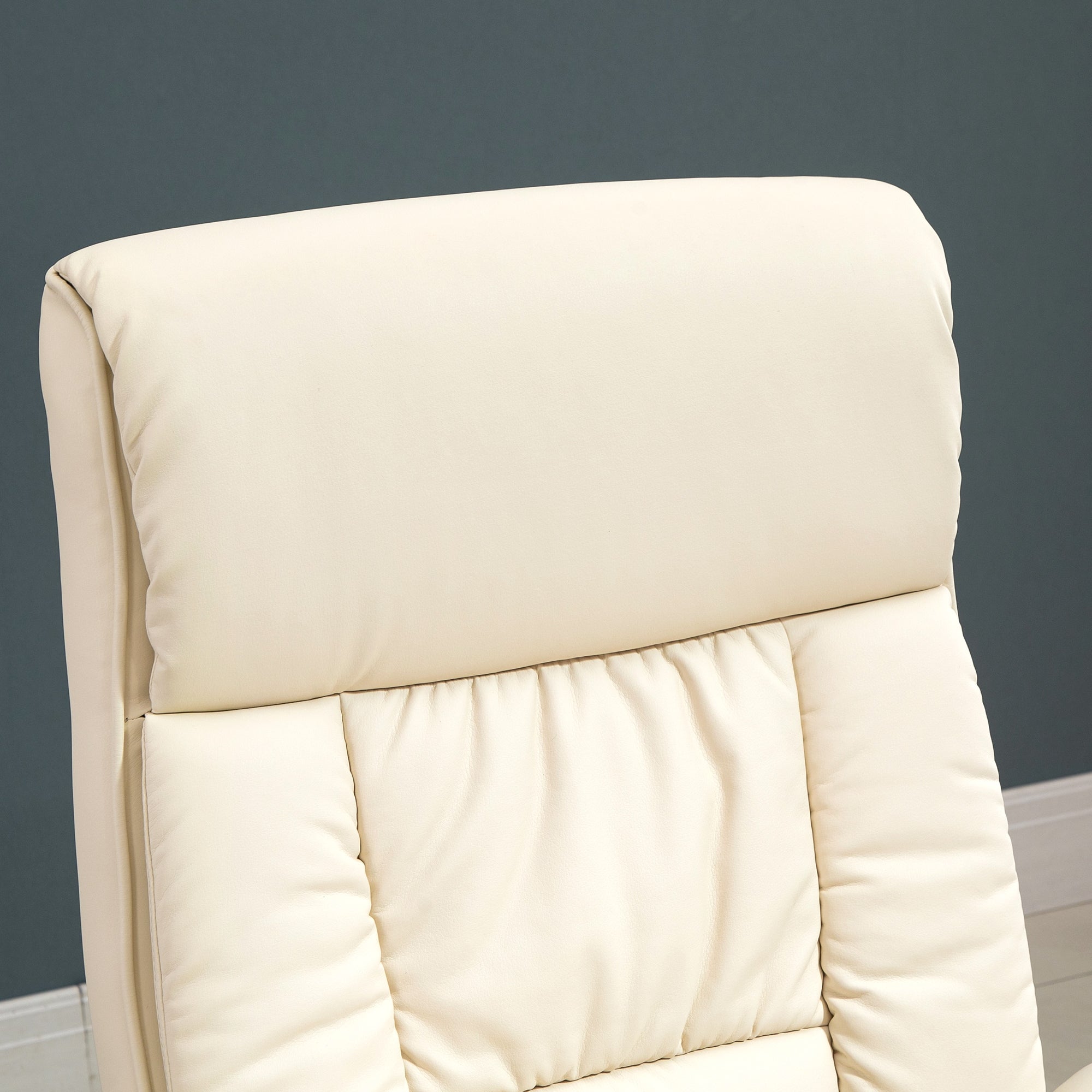 Easycomfort Poltrona Relax Reclinabile fino 135° with Seduta Girevole e Pouf Poggiapiedi, 78x84x110cm, Crema