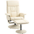 Easycomfort Poltrona Relax Reclinabile fino 135° with Seduta Girevole e Pouf Poggiapiedi, 78x84x110cm, Crema
