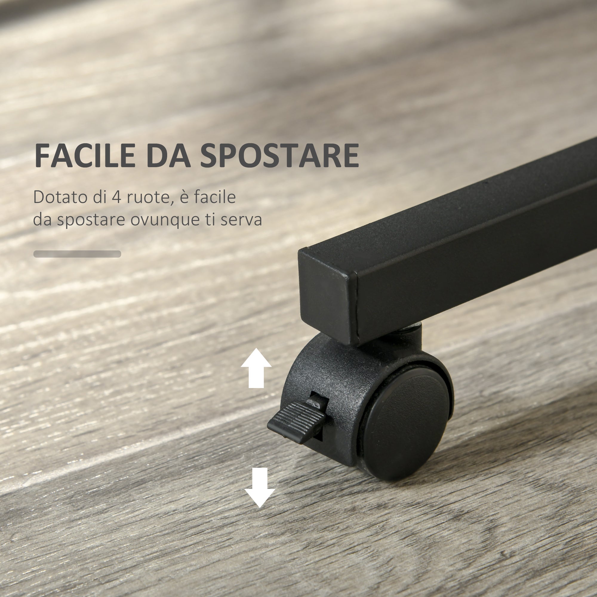 Easycomfort Tavolino da Salotto Stile Industriale, Altezza Regolabile e 4 Ruote with Freno, 80x40x60-75cm