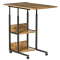 Easycomfort Tavolino da Salotto Stile Industriale, Altezza Regolabile e 4 Ruote with Freno, 80x40x60-75cm