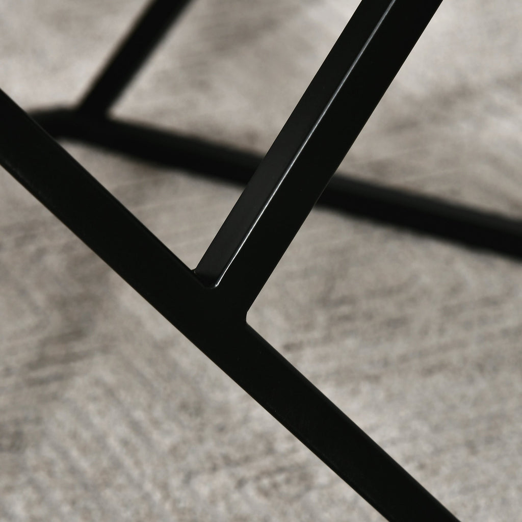 Easycomfort Tavolino da Salotto Moderno with Piano Effetto Marmo e Struttura in MDF e Acciaio, 81x70x51.2 cm, black