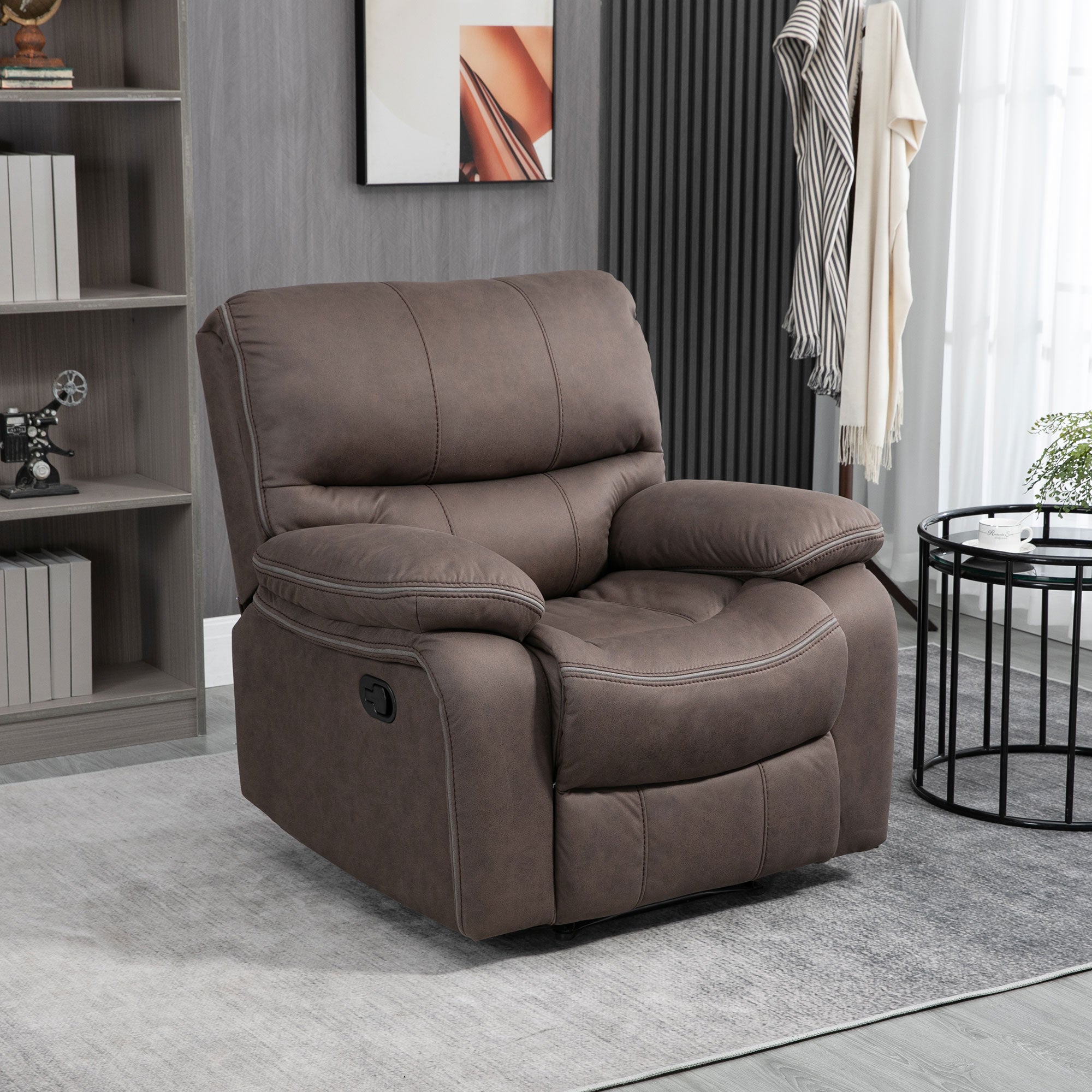 EasyComfort relaxfauteuil met handmatige verstelling en voetsteun 97x90x96 cm - bruin