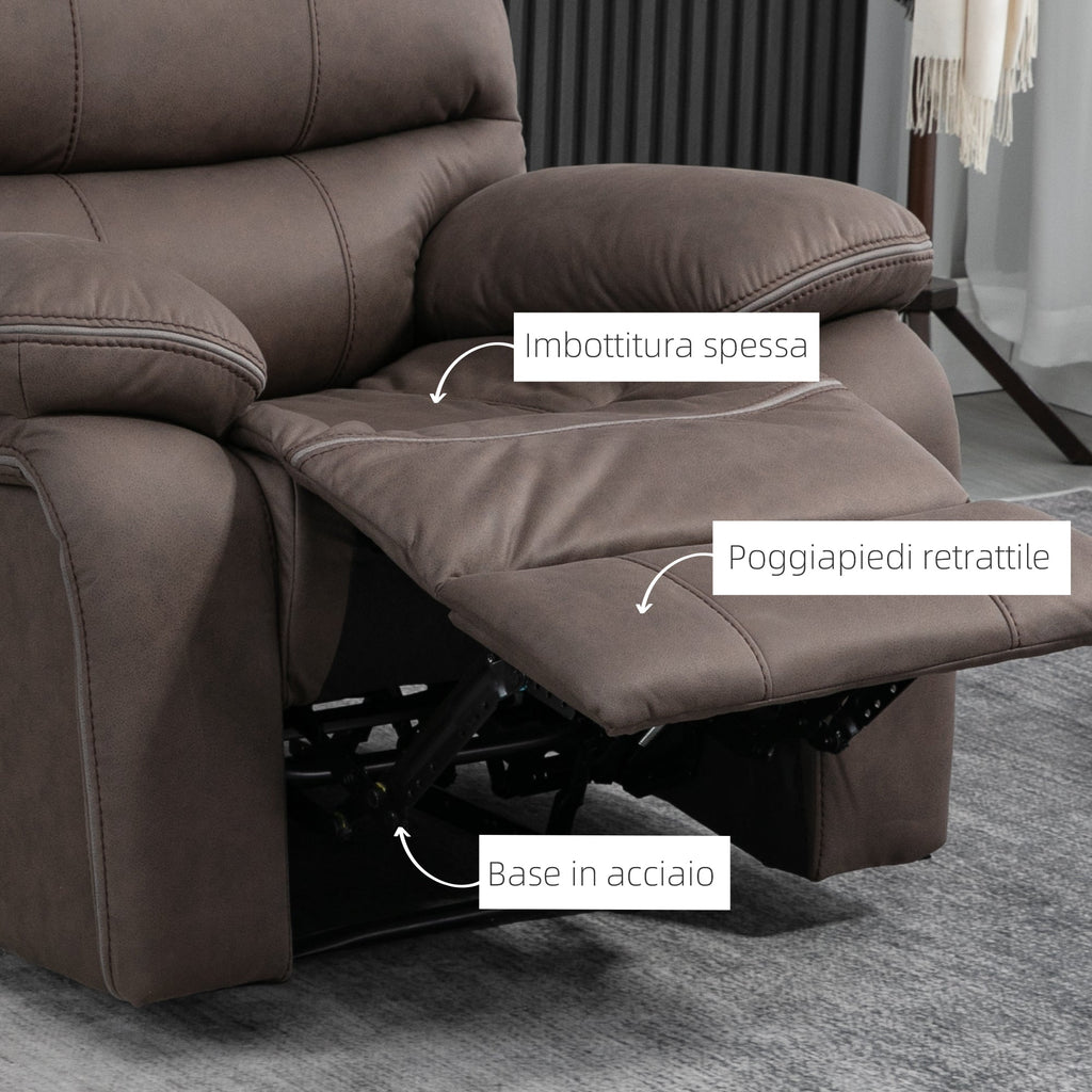 EasyComfort relaxfauteuil met handmatige verstelling en voetsteun 97x90x96 cm - bruin